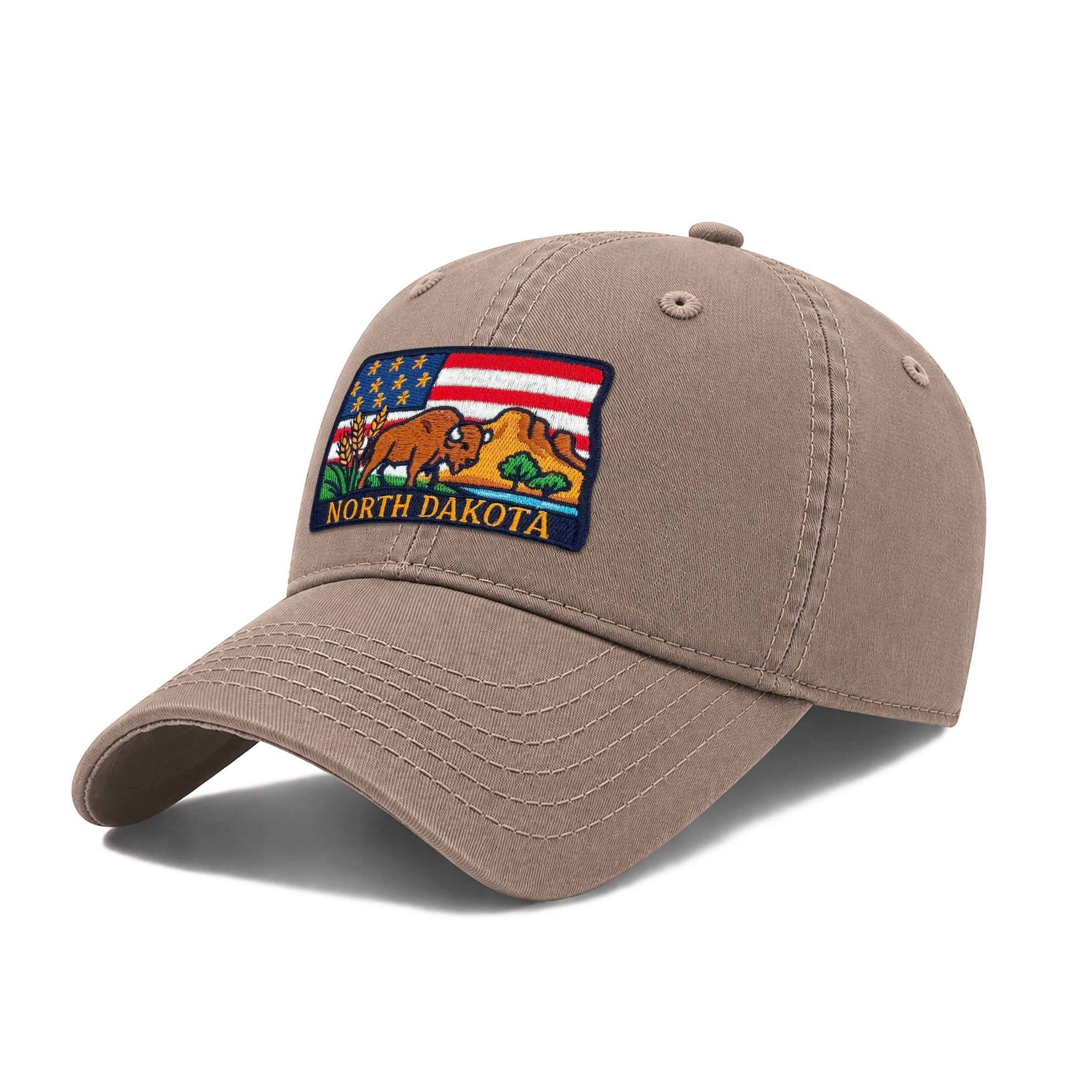 North Dakota Reflecting State Icons Low Profile Garment Wash Cotton Baseball Caps Mens Womens