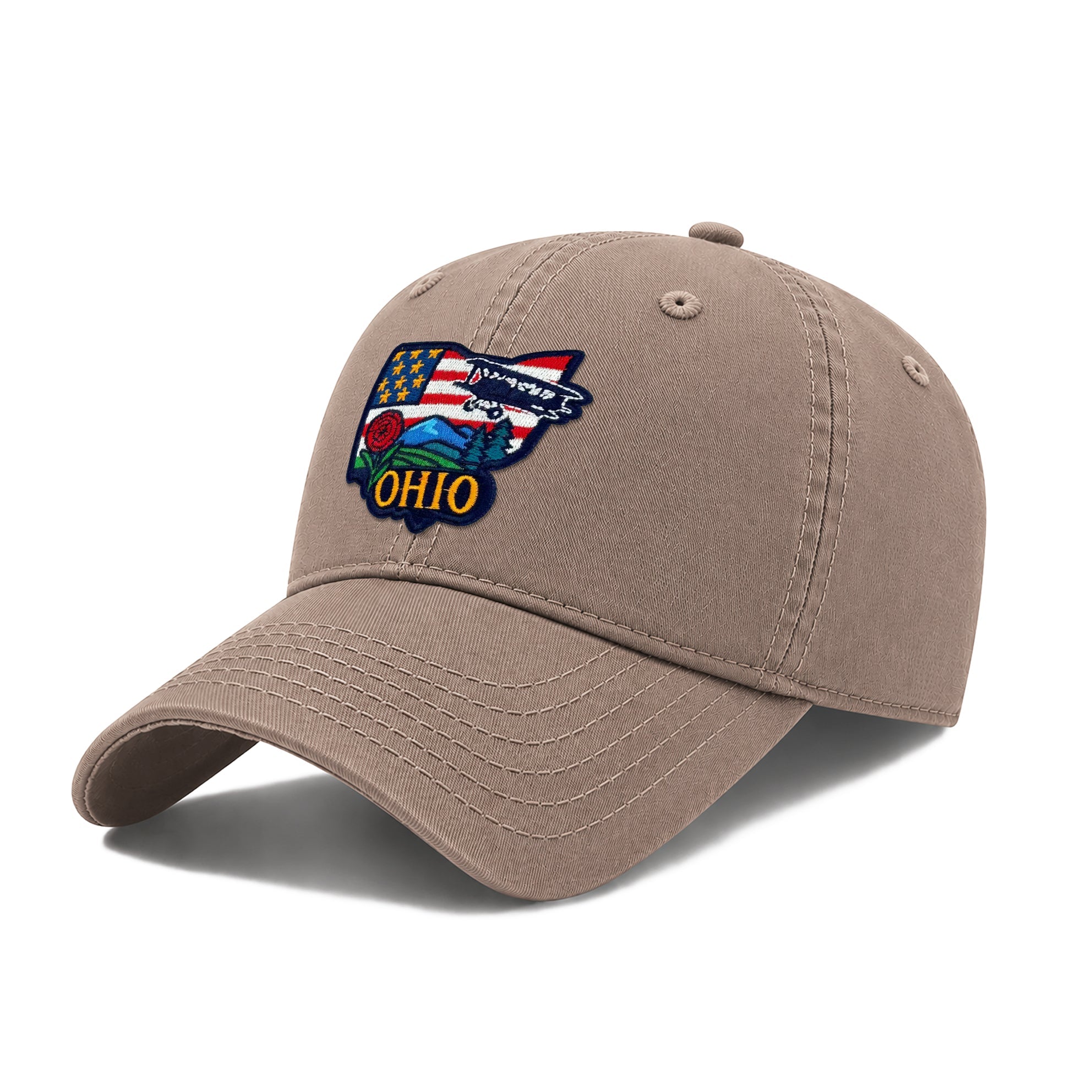 Ohio Washed Baseball Cap | Vintage Cotton Twill Adjustable Hat | Embroidered Ohio Travel Souvenir Cap