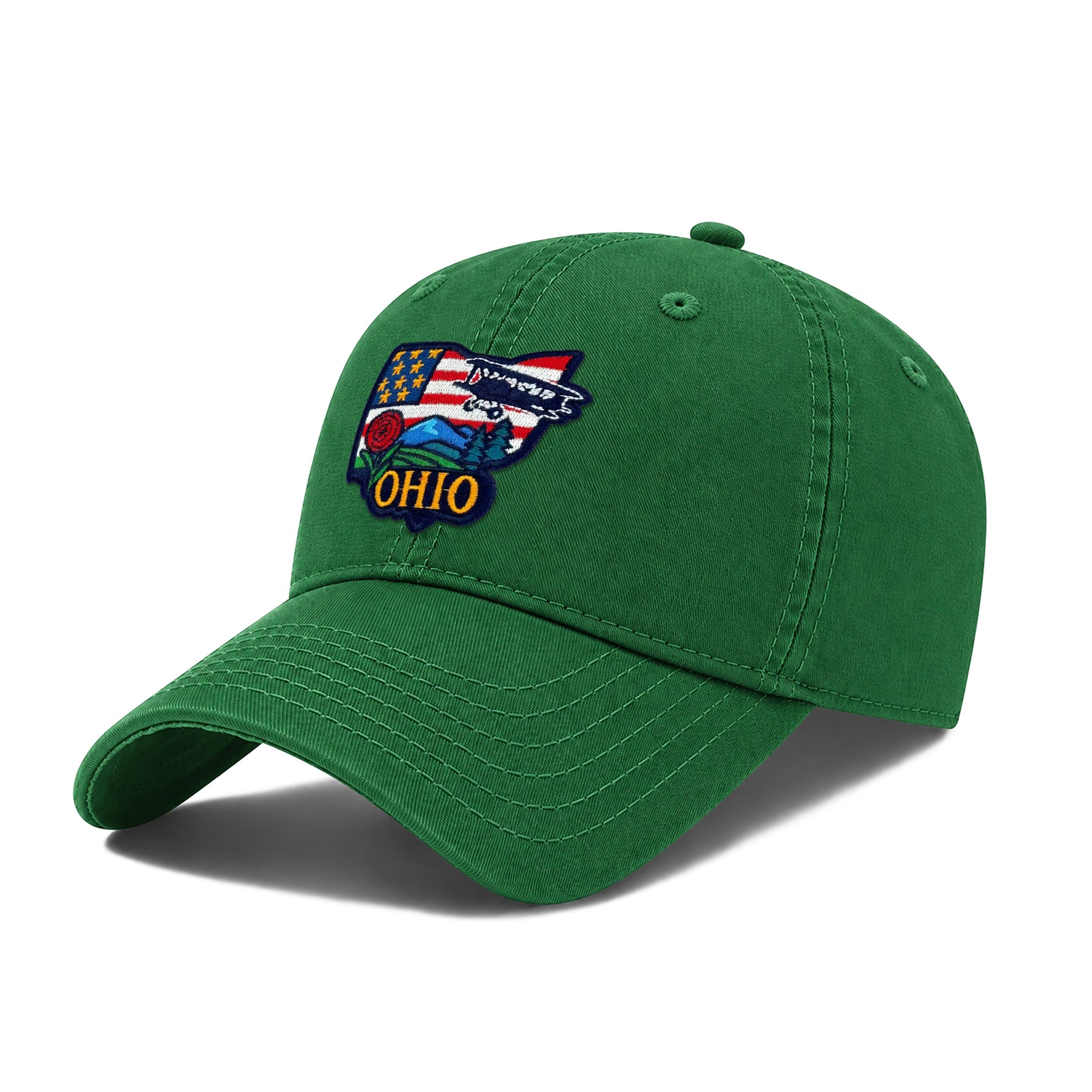 Ohio Washed Baseball Cap | Vintage Cotton Twill Adjustable Hat | Embroidered Ohio Travel Souvenir Cap