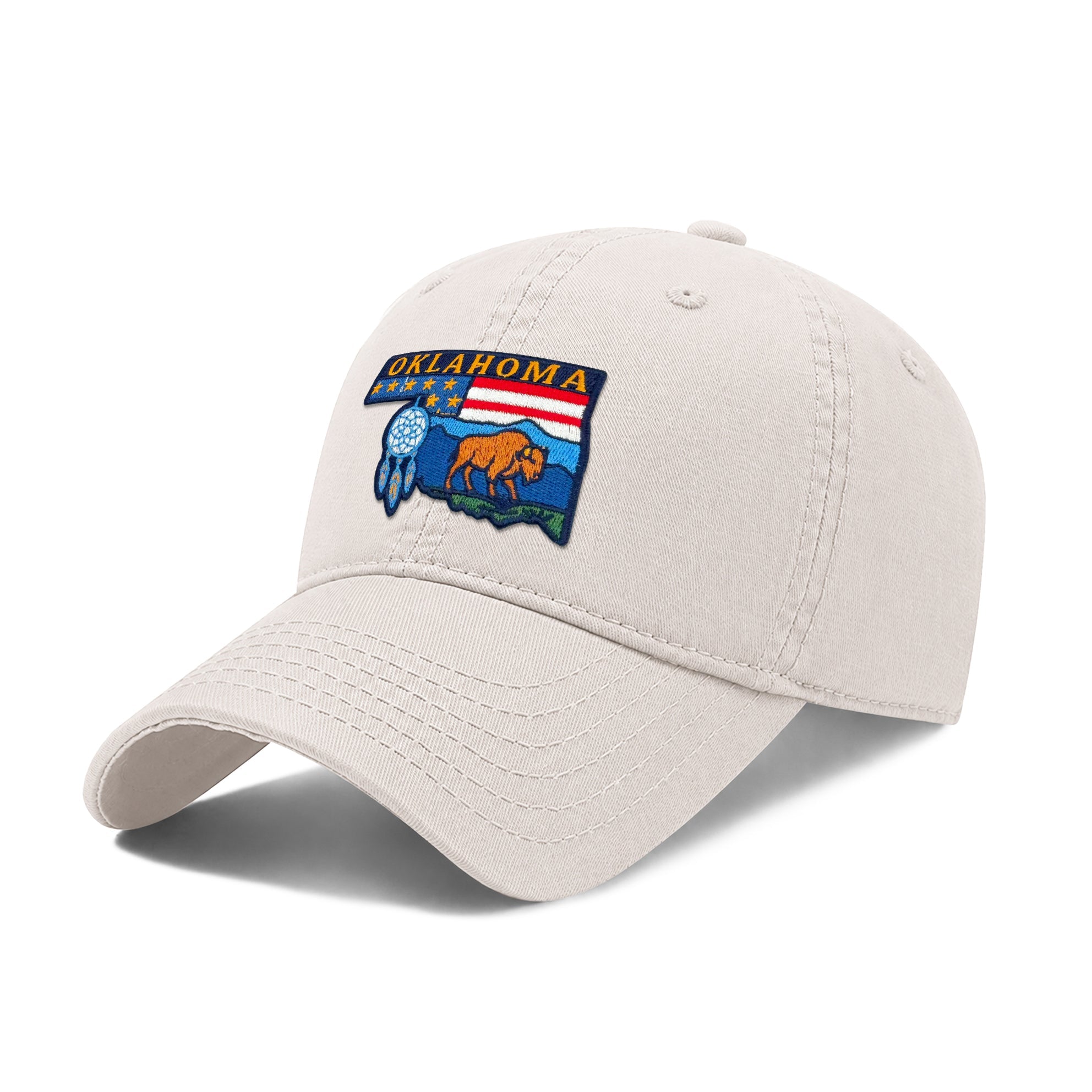 Oklahoma Exhibiting State Icons Low Profile Garment Wash Cotton Baseball Caps Mens Womens
