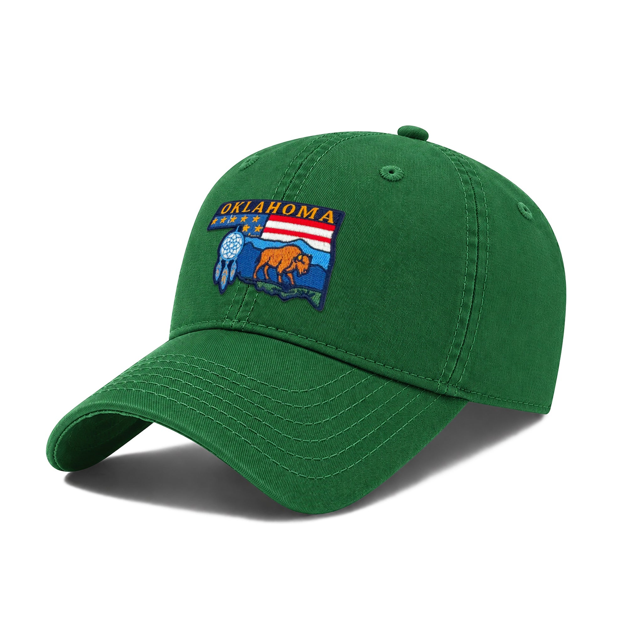 Oklahoma Exhibiting State Icons Low Profile Garment Wash Cotton Baseball Caps Mens Womens