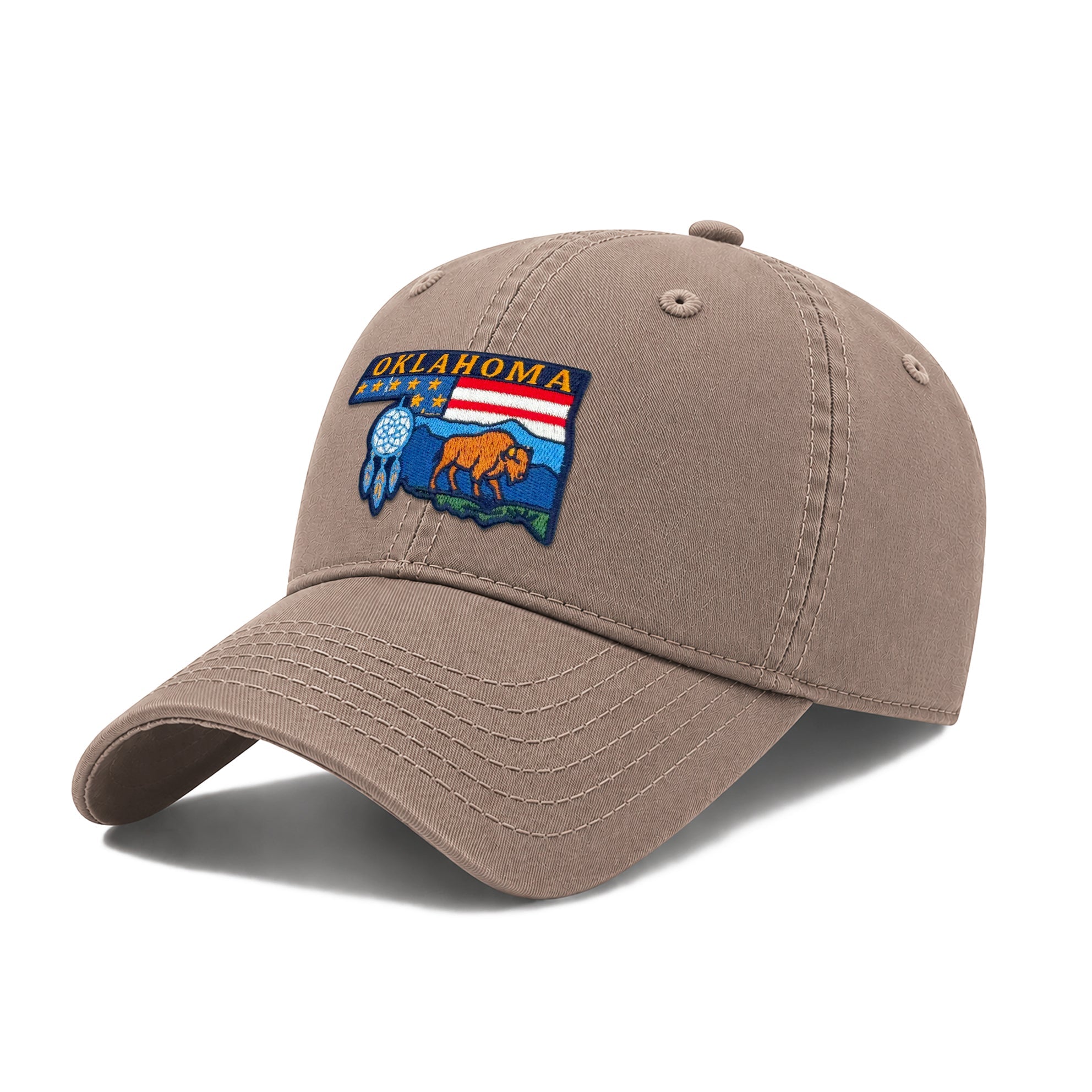 Oklahoma Exhibiting State Icons Low Profile Garment Wash Cotton Baseball Caps Mens Womens