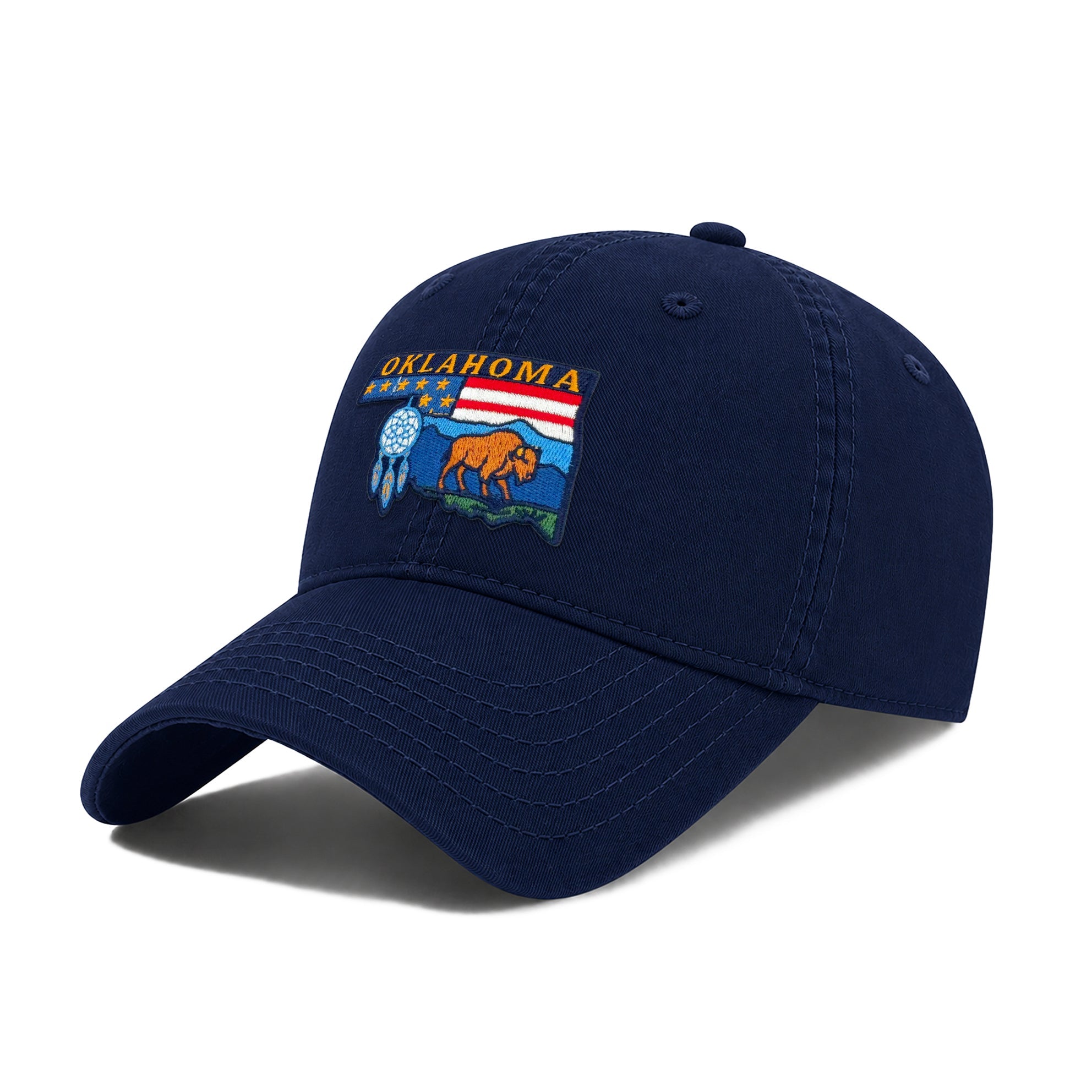 Oklahoma Exhibiting State Icons Low Profile Garment Wash Cotton Baseball Caps Mens Womens