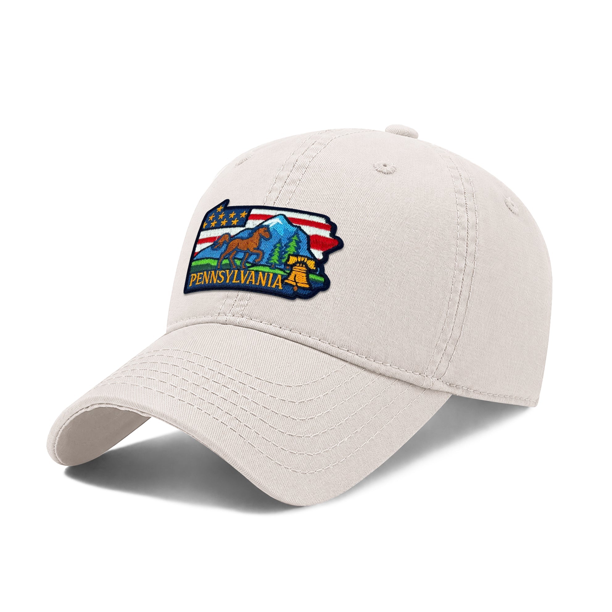 Pennsylvania Low Profile Garment Wash Cotton Baseball Caps with Custom State Icons Mens Womens Wear
