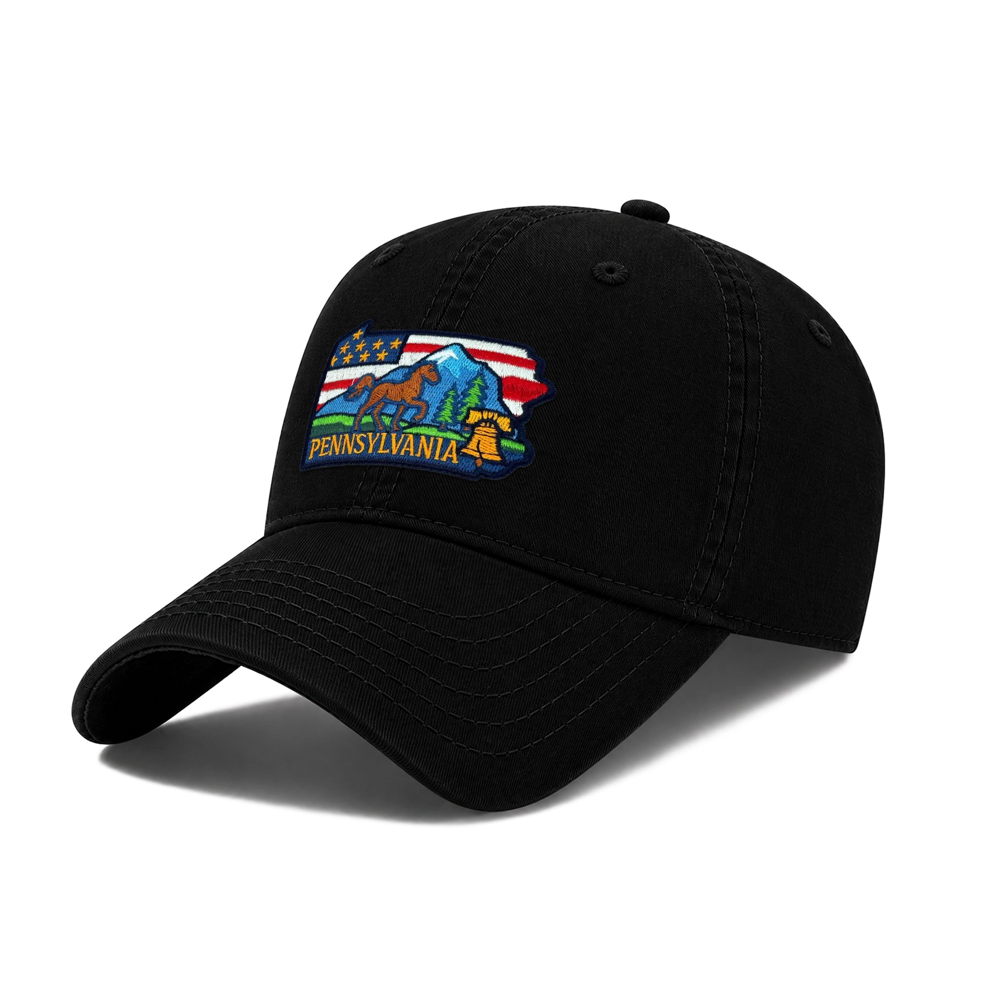 Pennsylvania Low Profile Garment Wash Cotton Baseball Caps with Custom State Icons Mens Womens Wear