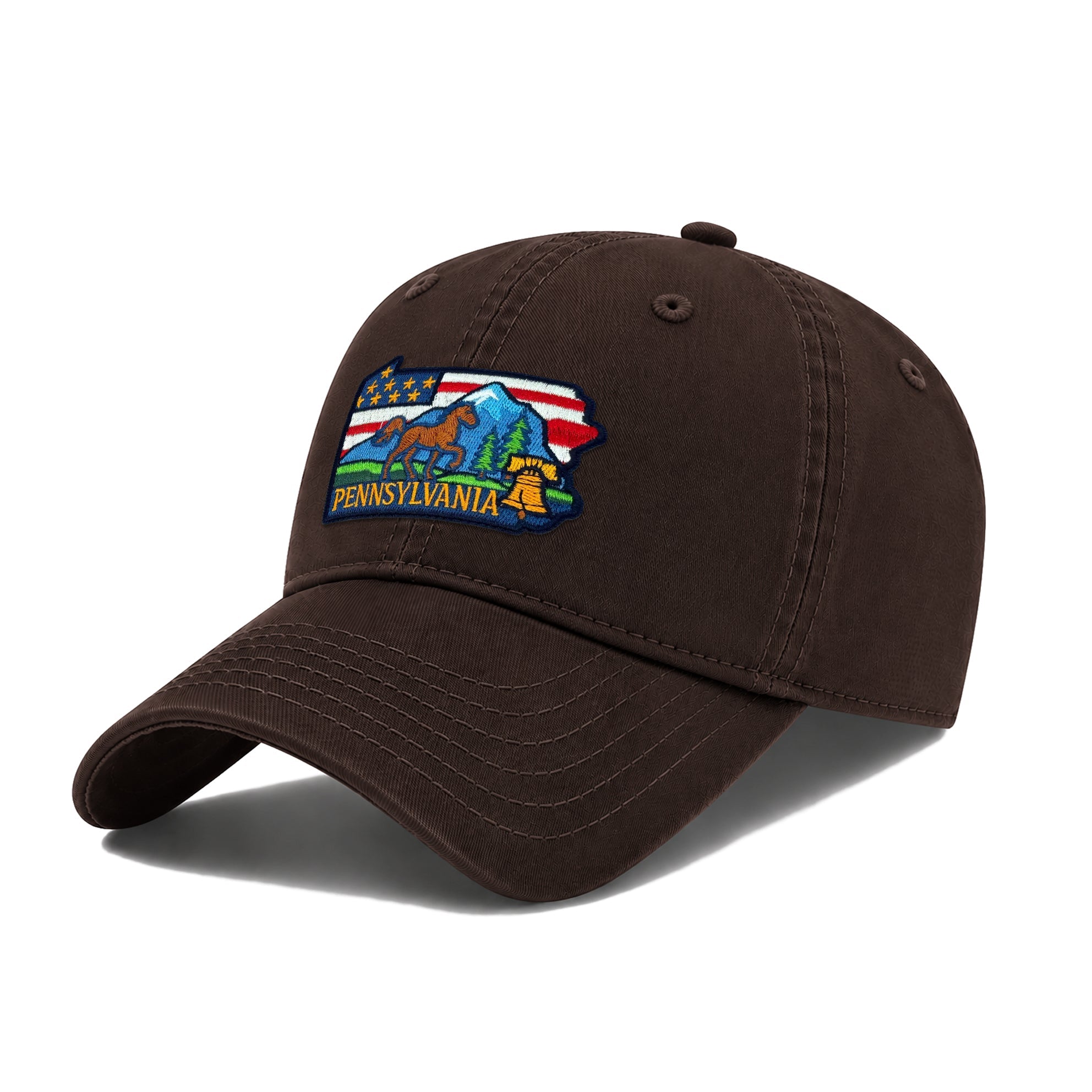 Pennsylvania Low Profile Garment Wash Cotton Baseball Caps with Custom State Icons Mens Womens Wear