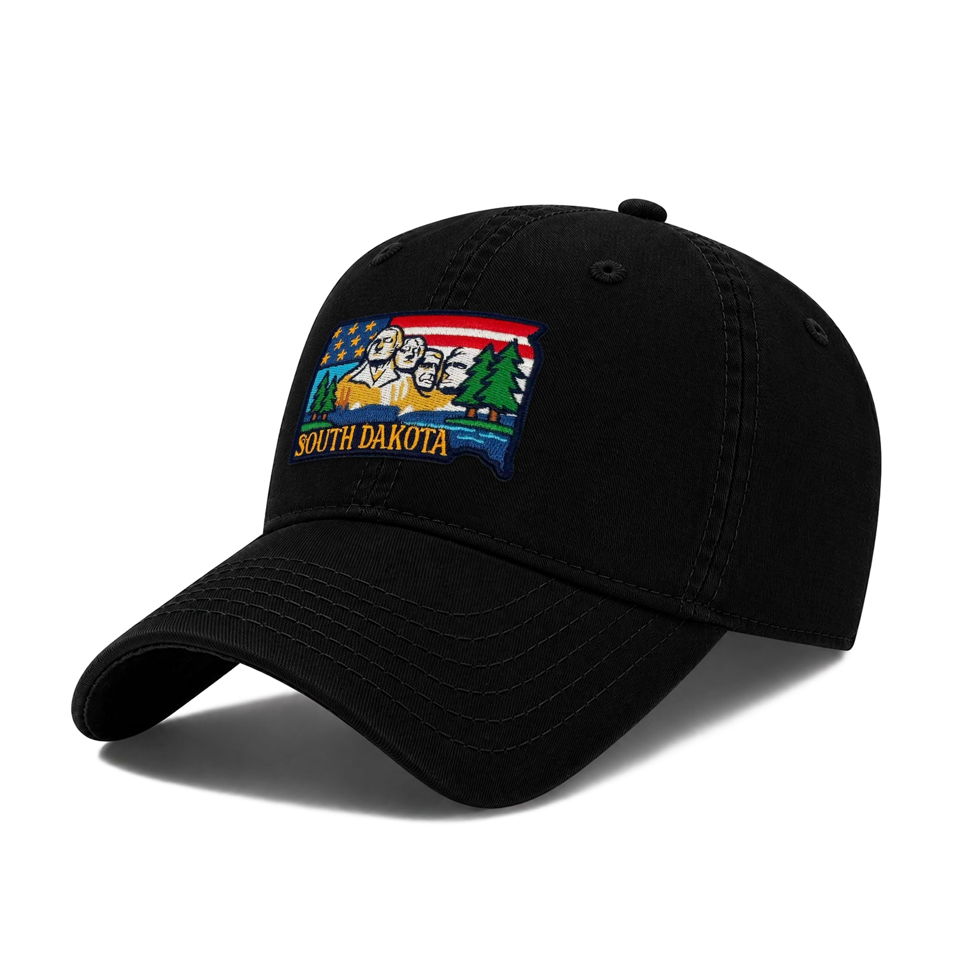 South Dakota Featuring State Icons Low Profile Garment Wash Cotton Baseball Caps
