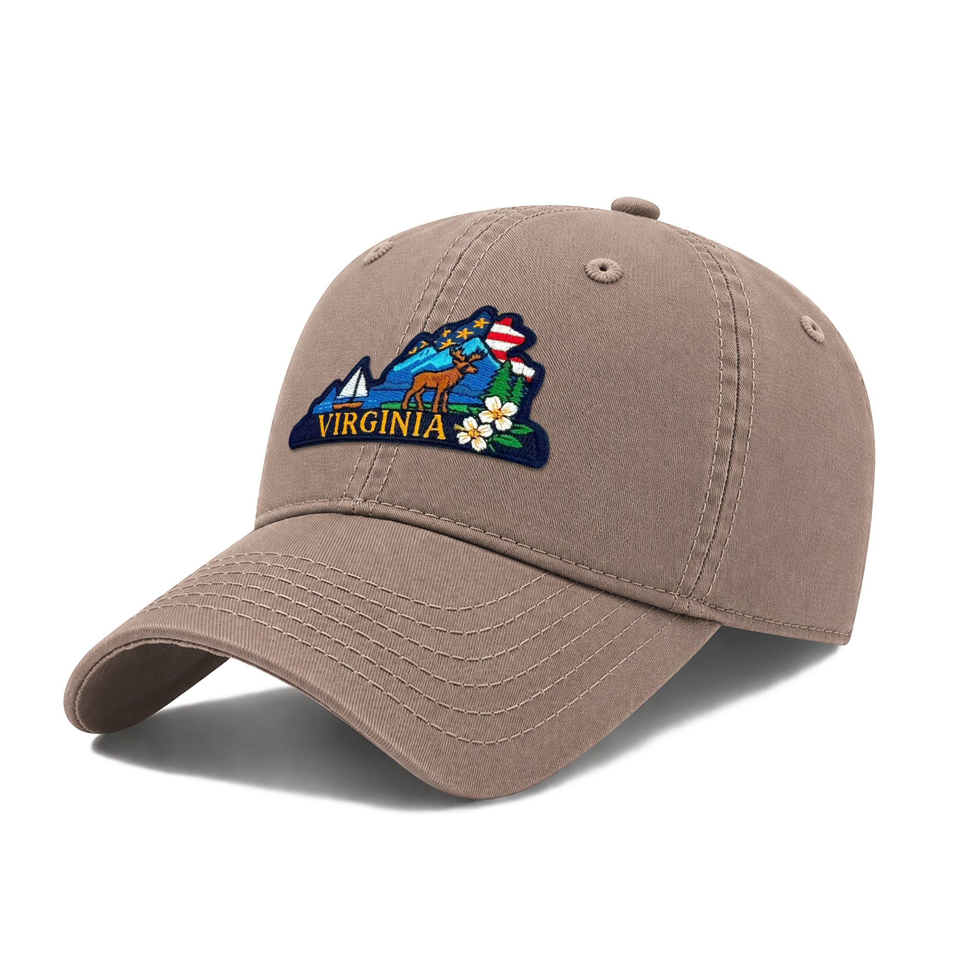 Virginia Washed Baseball Cap | Vintage Cotton Twill Adjustable Hat | Embroidered Virginia Travel Souvenir Cap