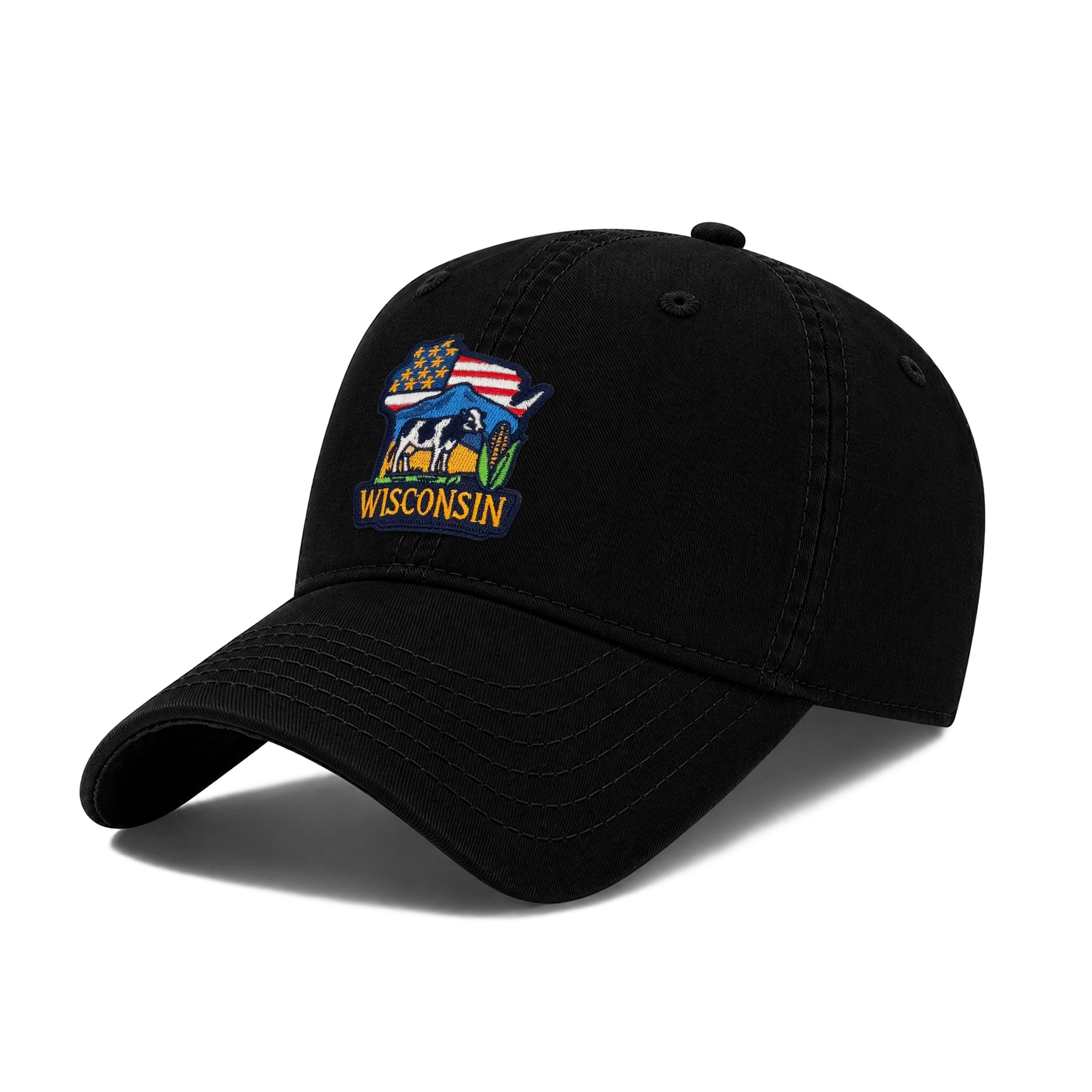 Wisconsin Low Profile Garment Wash Cotton Baseball Caps Mens Womens State Icons