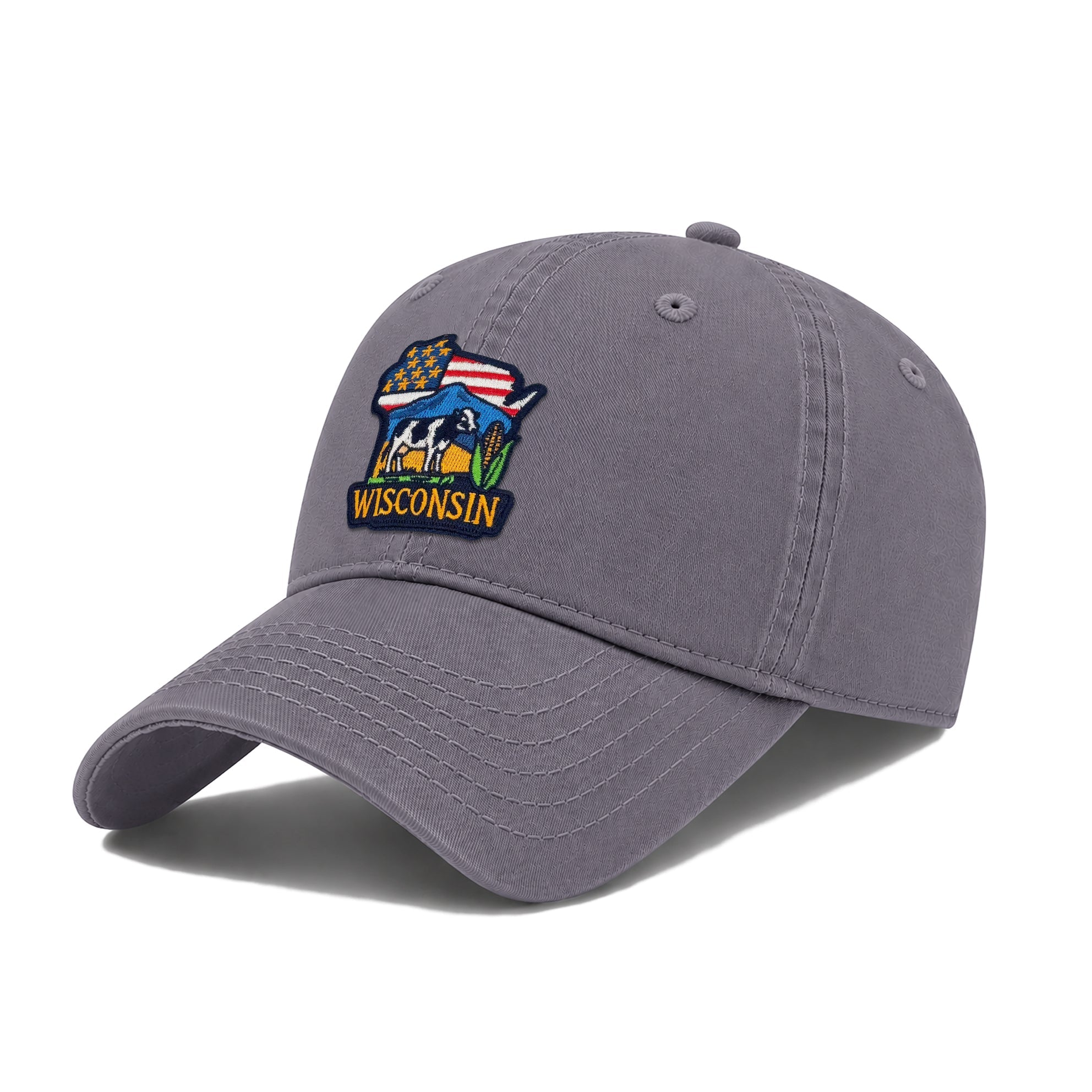 Wisconsin Low Profile Garment Wash Cotton Baseball Caps Mens Womens State Icons