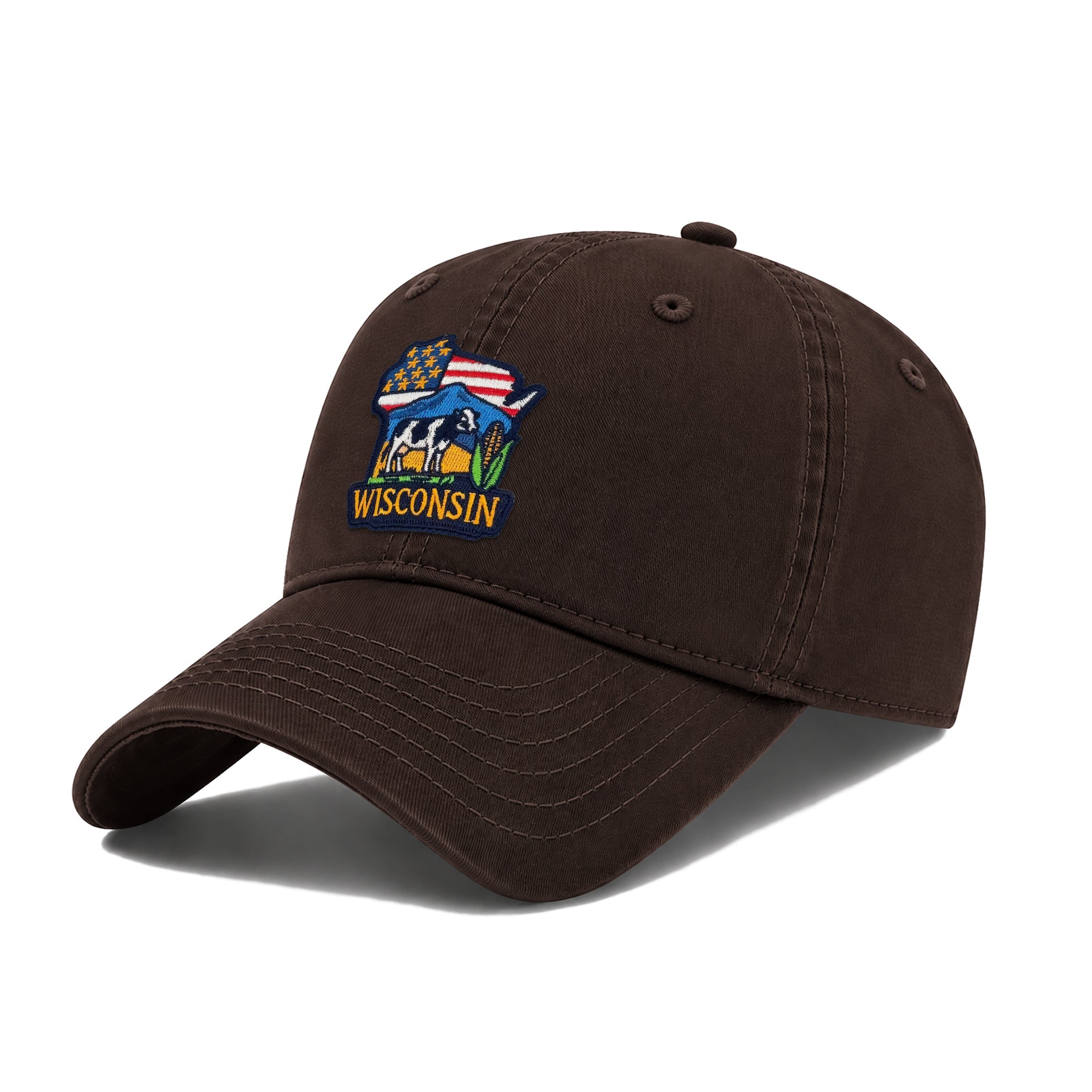 Wisconsin Low Profile Garment Wash Cotton Baseball Caps Mens Womens State Icons