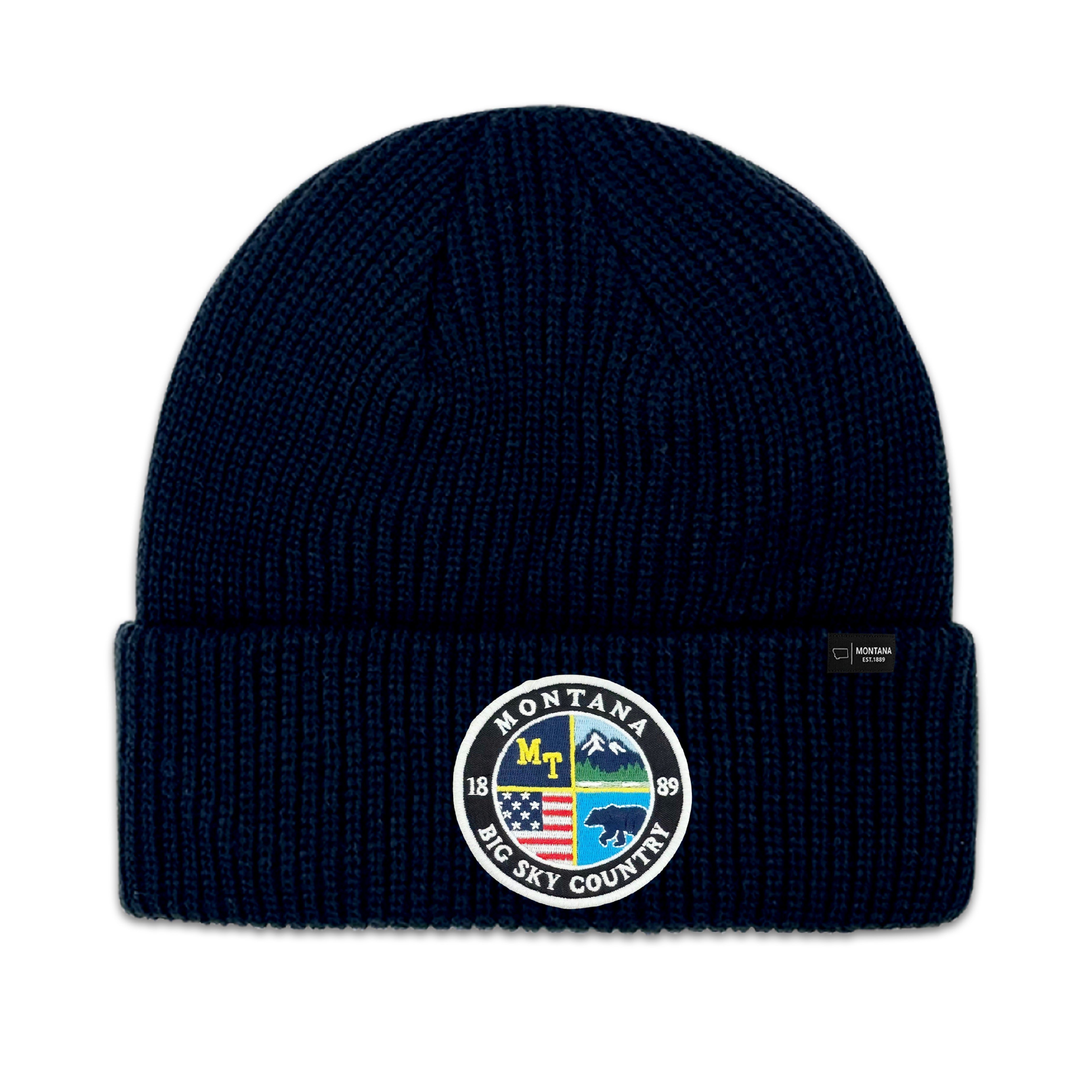 Montana Colorful State Patch Knit Beanie Outdoor Winter Hat for Travel & Adventure