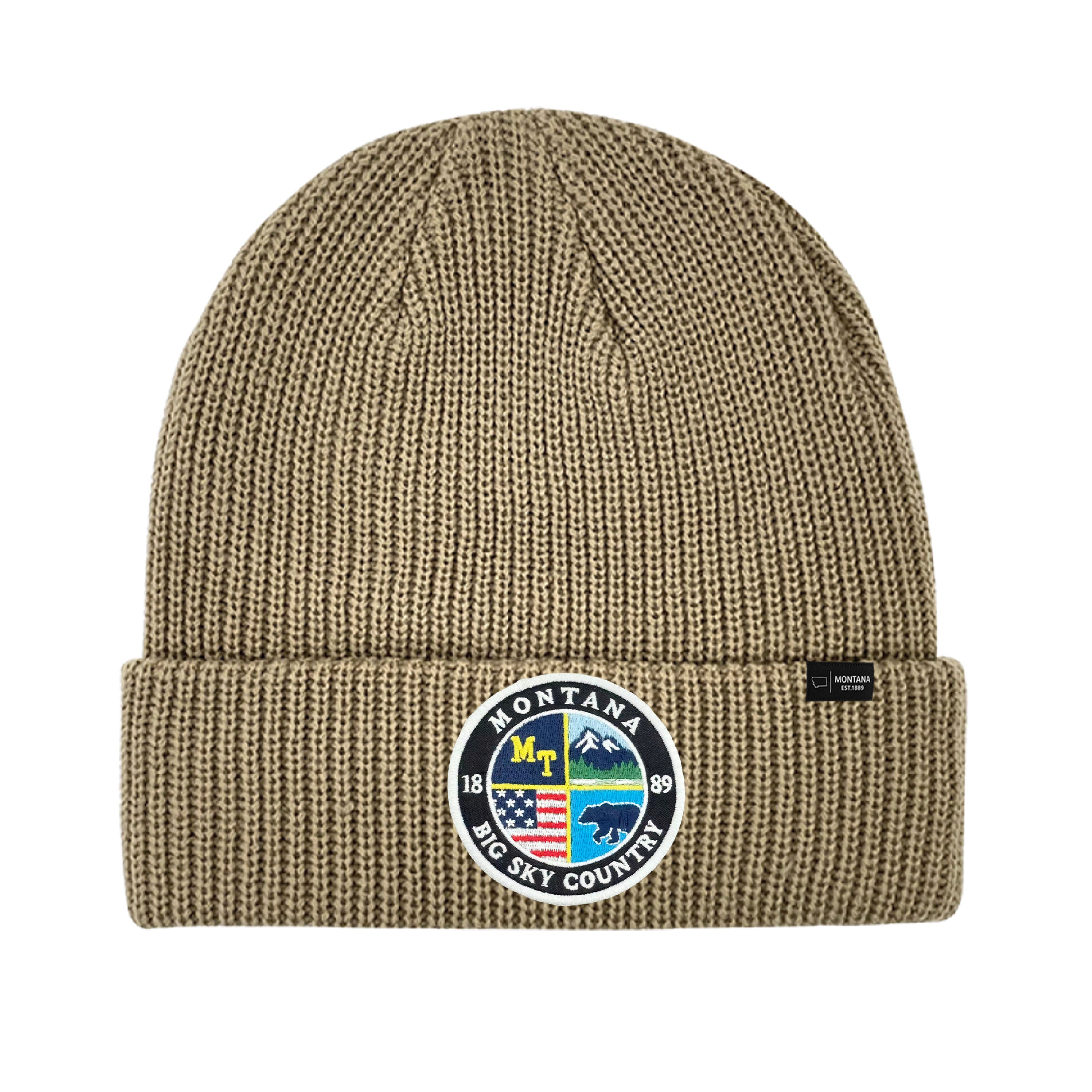 Montana Colorful State Patch Knit Beanie Outdoor Winter Hat for Travel & Adventure