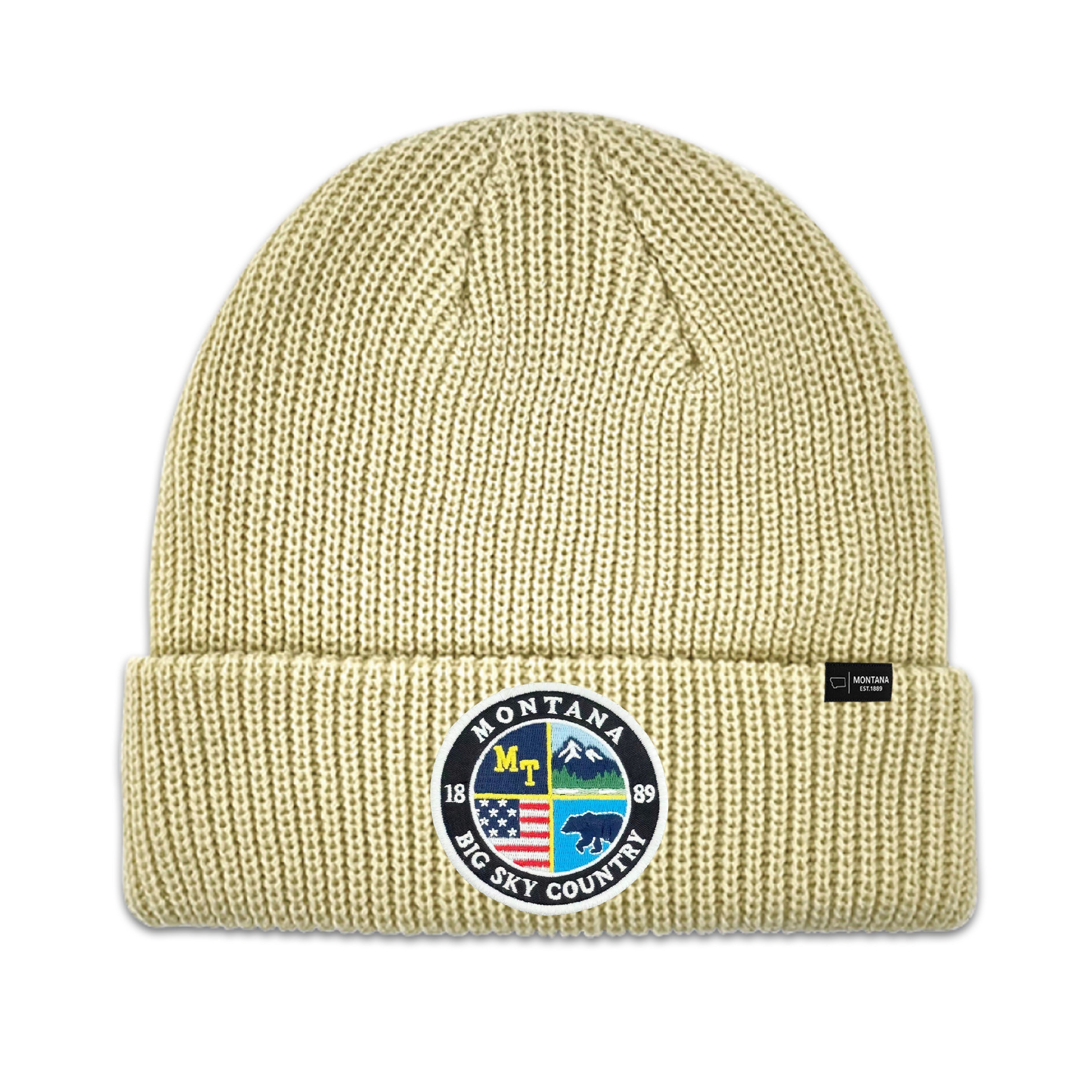 Montana Colorful State Patch Knit Beanie Outdoor Winter Hat for Travel & Adventure
