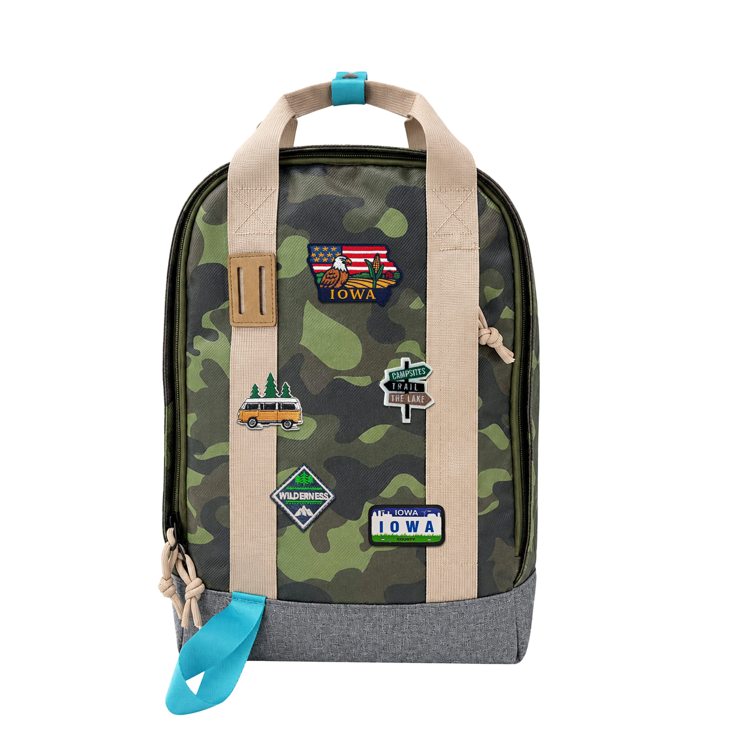 Iowa Heritage Laptop Backpack | All-Weather Waterproof Vintage Patch Travel Bag