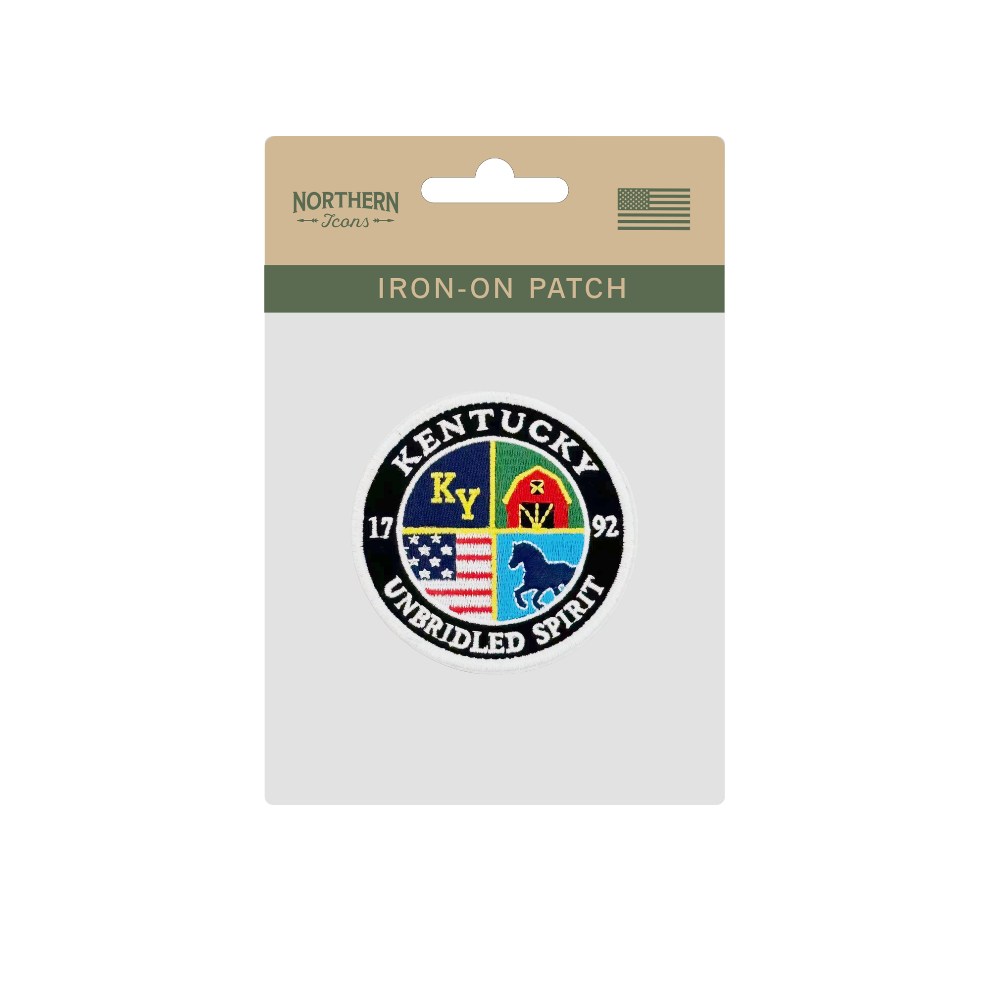 Kentucky Unbridled Spirit Embroidered Patch, Vintage State Badge Iron-On