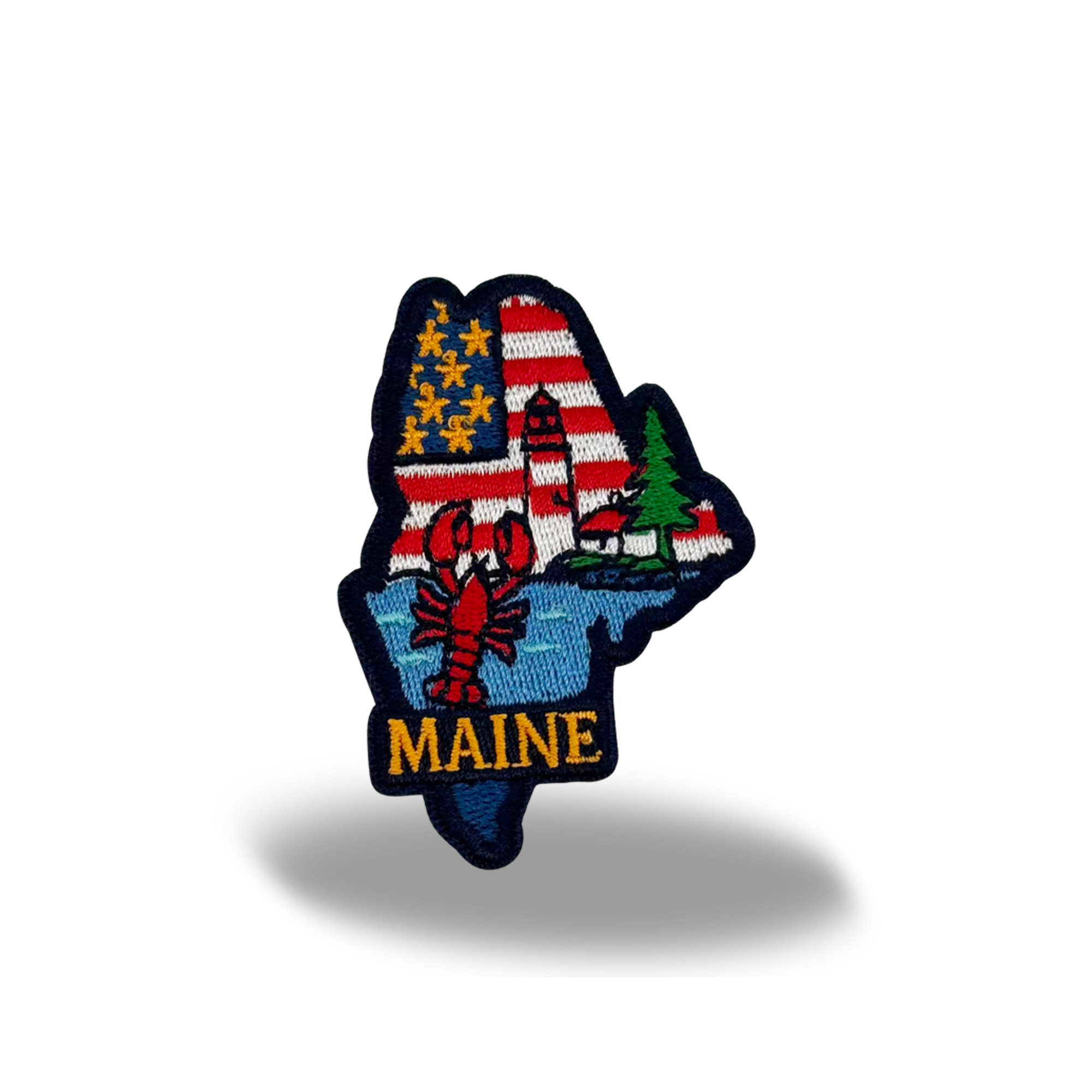 Maine Lobster Lighthouse Embroidered Patch Iron On State Souvenir Badge