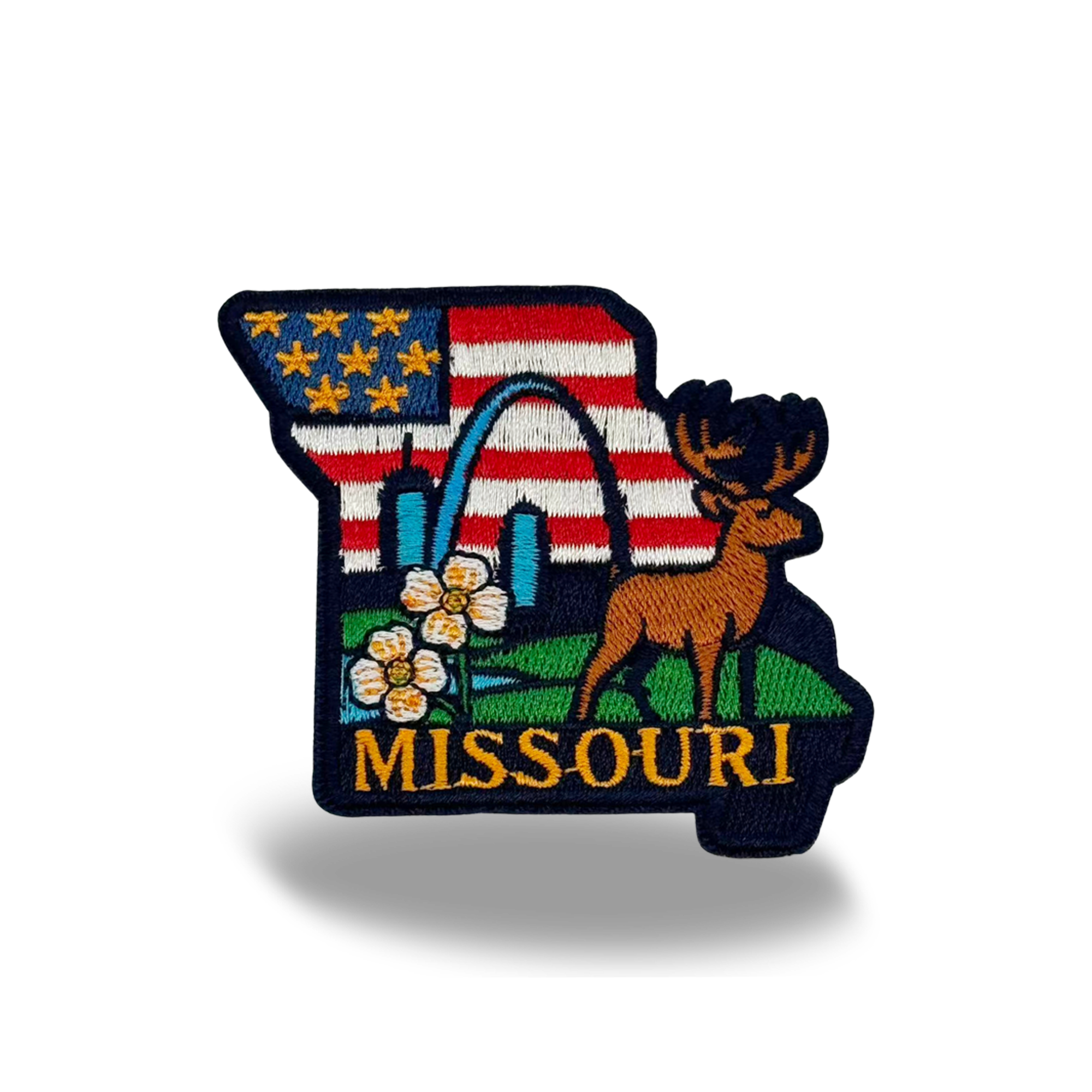 Missouri Arch Deer Embroidered Patch Iron On State Souvenir Badge