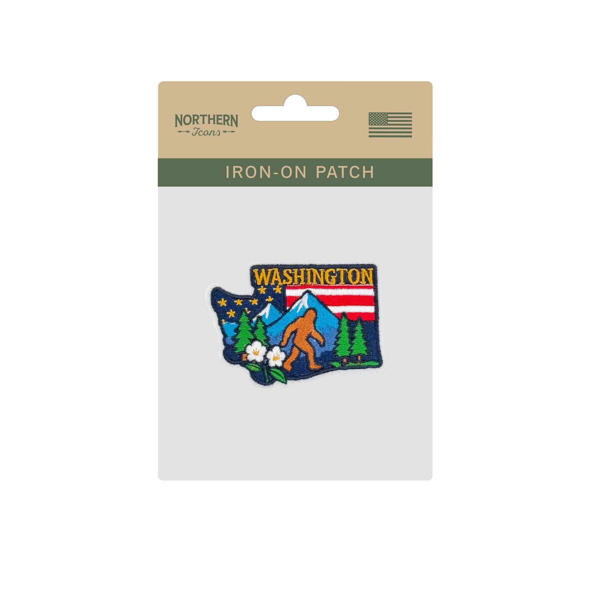 Washington Bigfoot Forest Embroidered Patch Iron On State Souvenir Badge