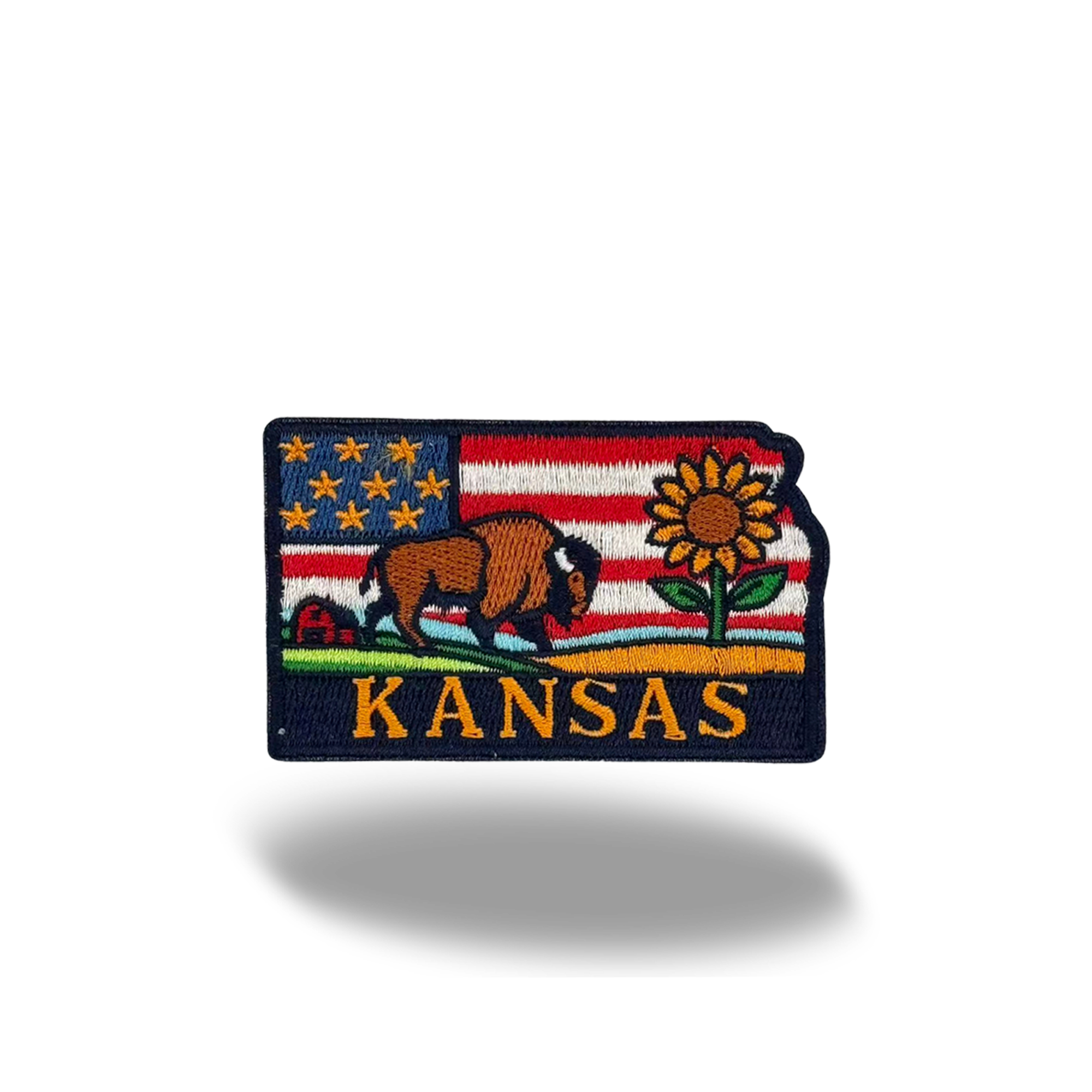 Kansas Bison Sunflower Embroidered Patch for Hats Jackets Bags