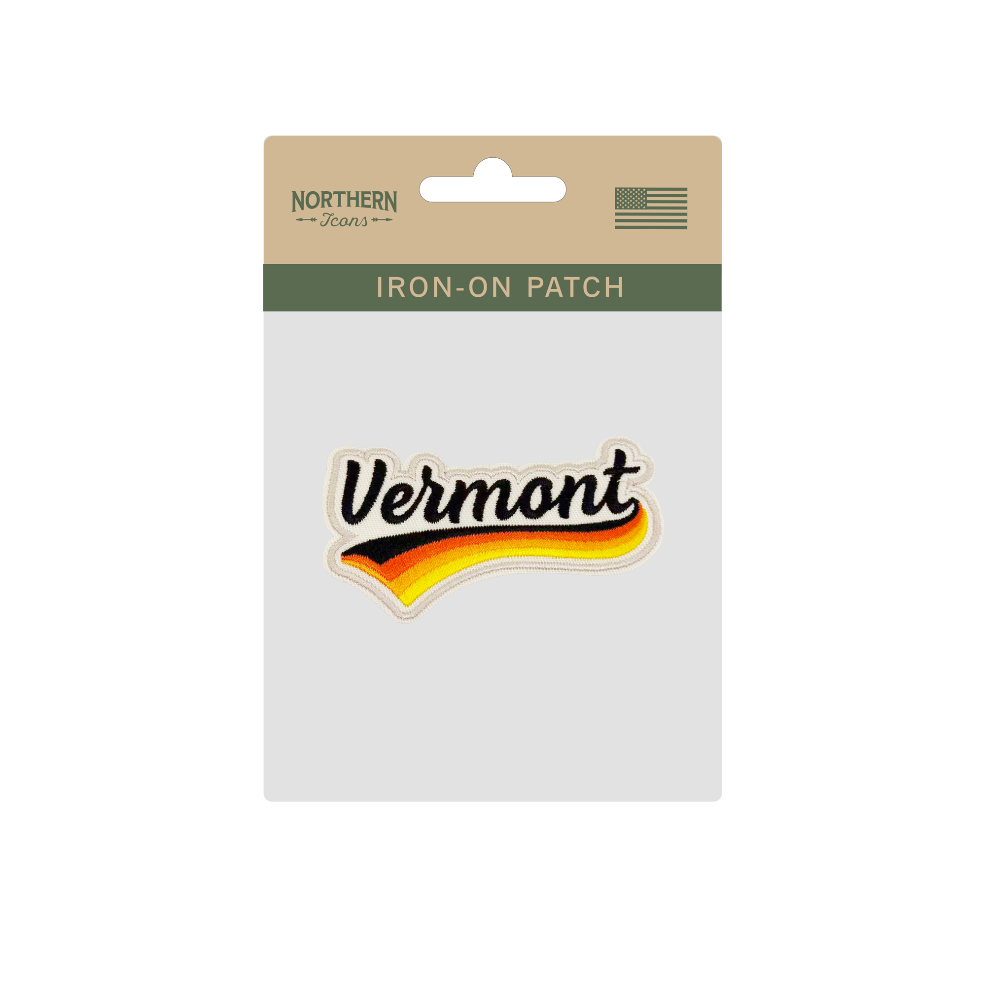 Vermont Retro Script Embroidered Patch Vintage Typography Travel Souvenir
