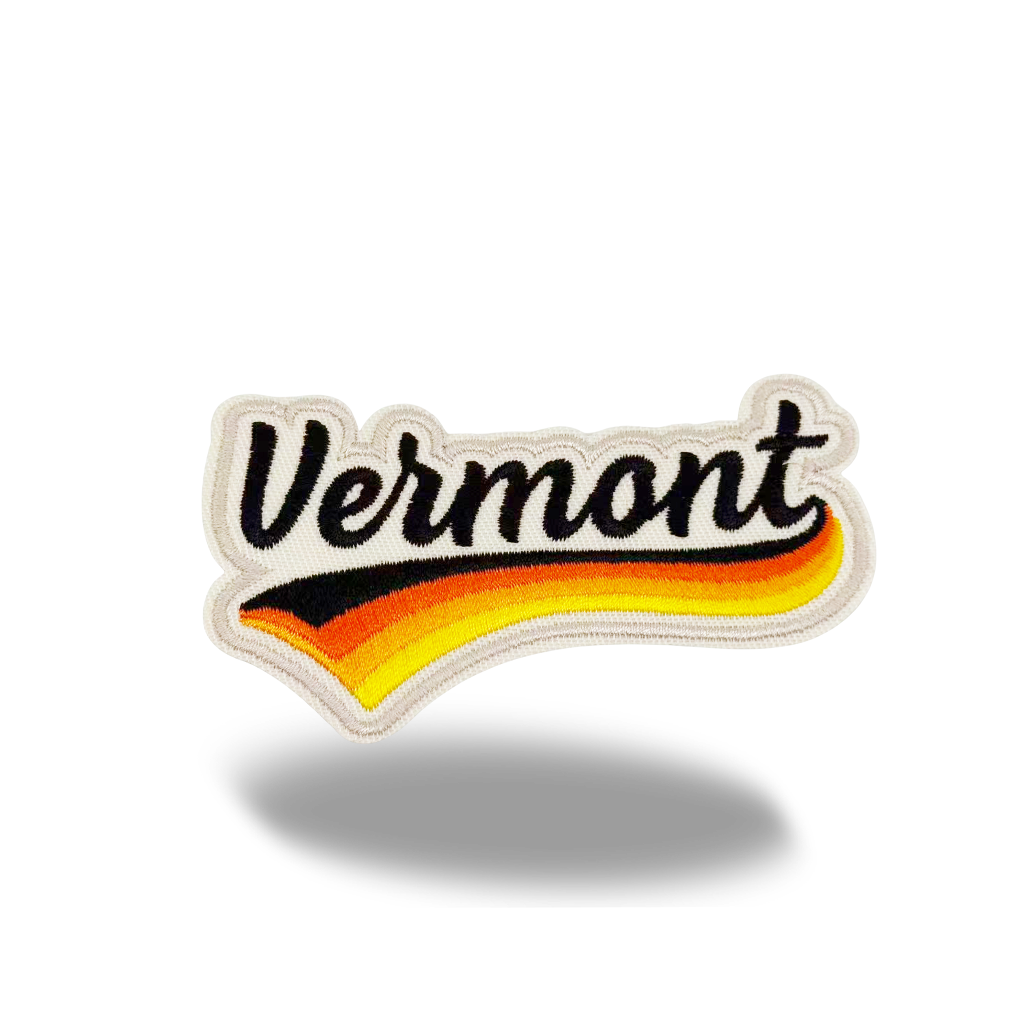 Vermont Retro Script Embroidered Patch Vintage Typography Travel Souvenir