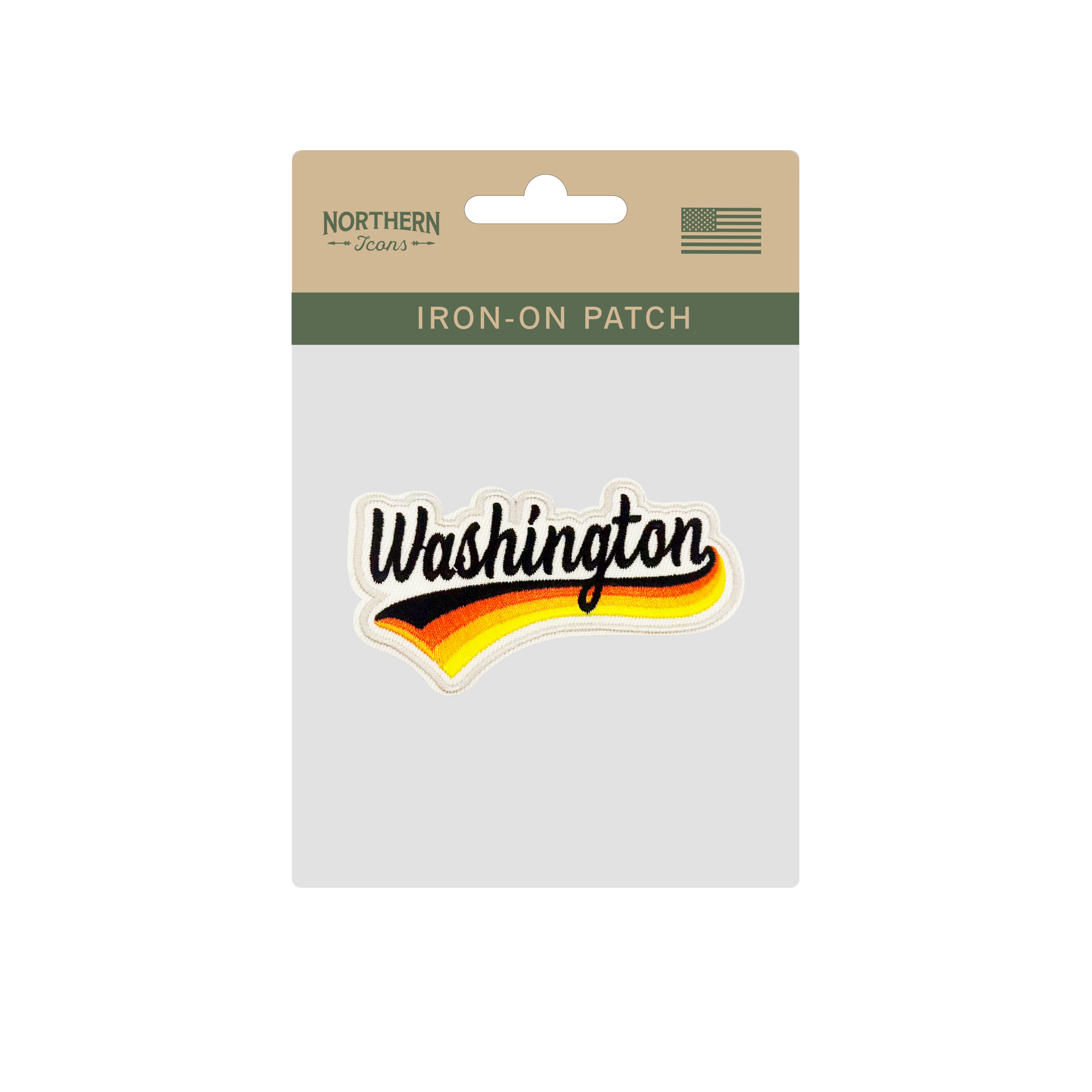 Washington Retro Script Embroidered Patch Vintage Travel Lettering Iron On