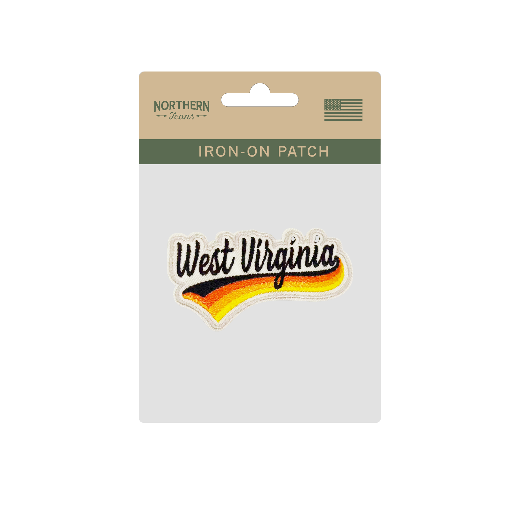 West Virginia Retro Script Embroidered Patch Vintage Lettering Travel Souvenir