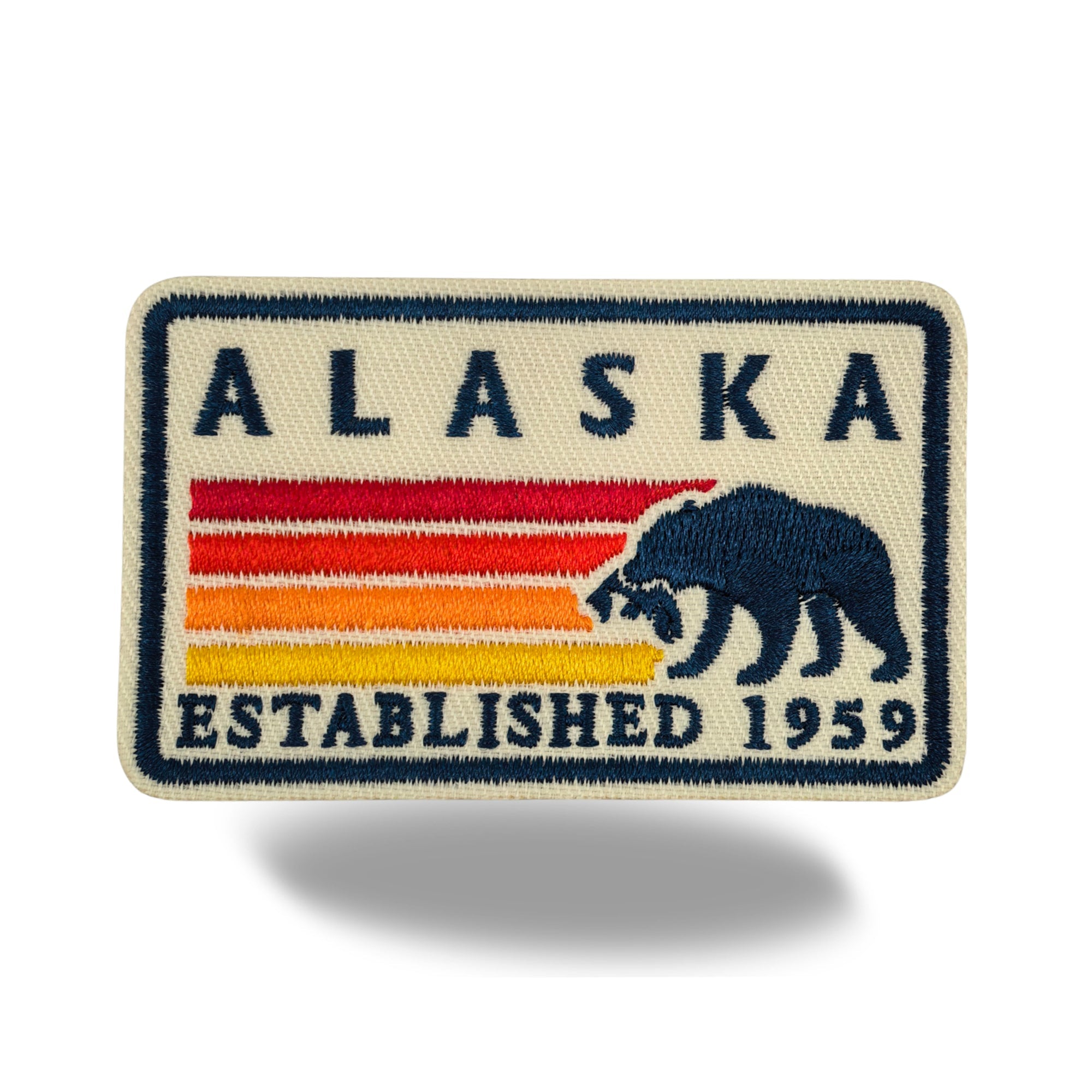 Alaska Bear Embroidered Iron-On Patch ¨C Vintage Alaska State Souvenir Patch
