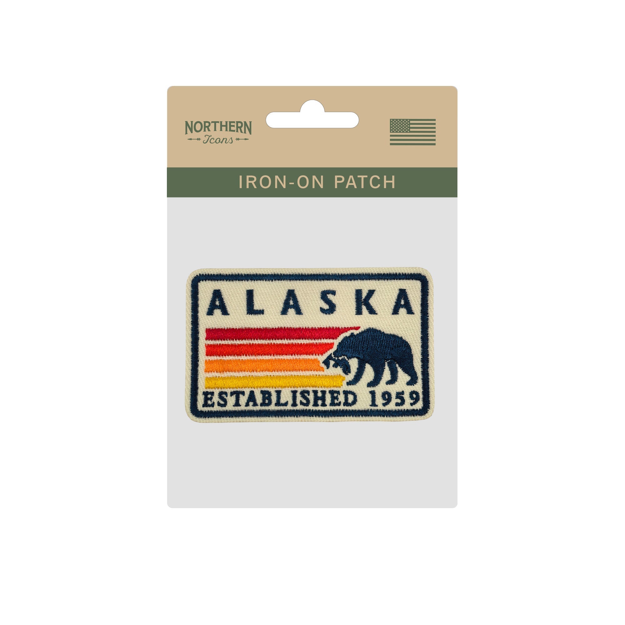 Alaska Bear Embroidered Iron-On Patch ¨C Vintage Alaska State Souvenir Patch