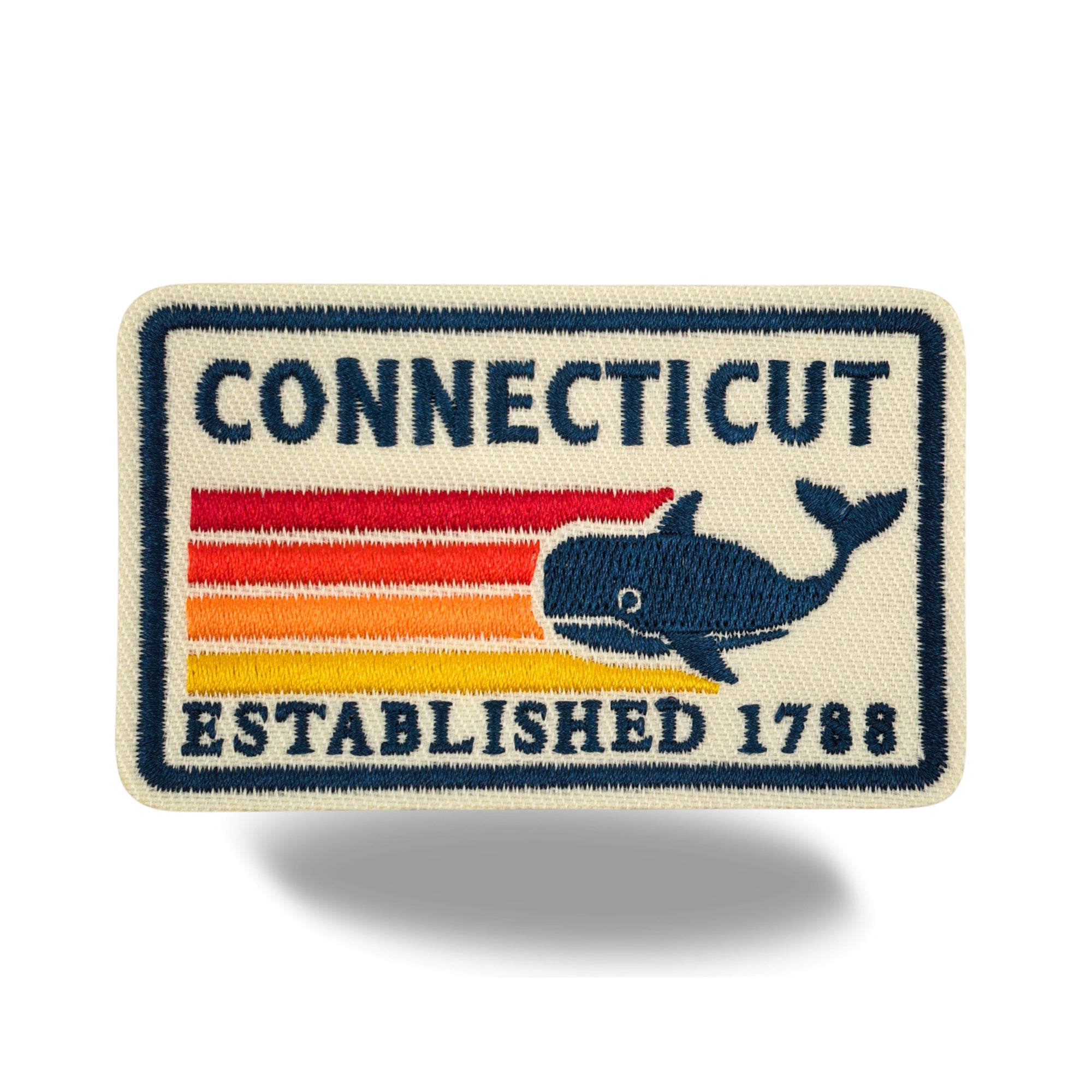 Connecticut Whale Embroidered Iron-On Patch ¨C Vintage State Souvenir Travel Patch