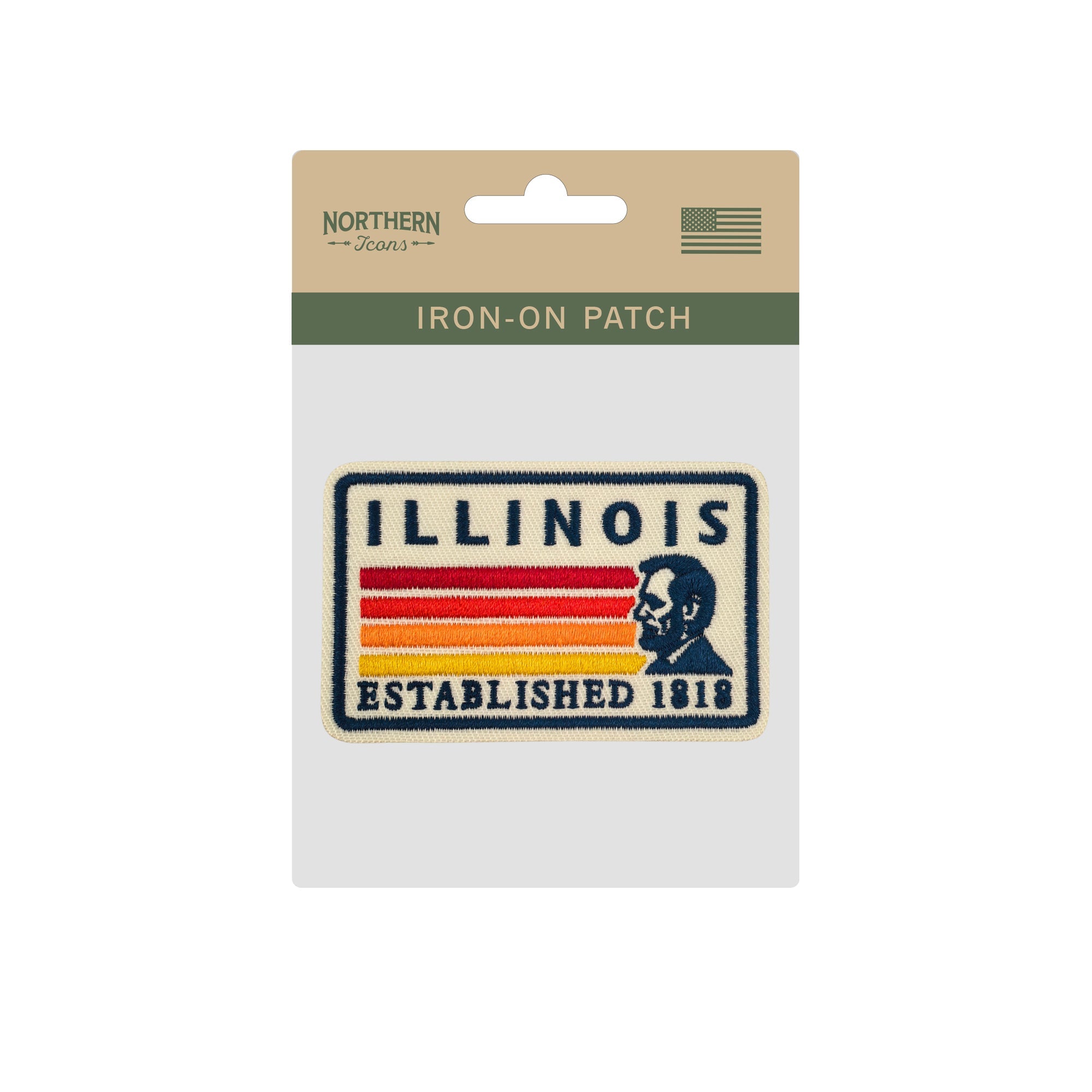 Illinois Lincoln Embroidered Iron-On Patch ¨C Vintage State Souvenir Patch