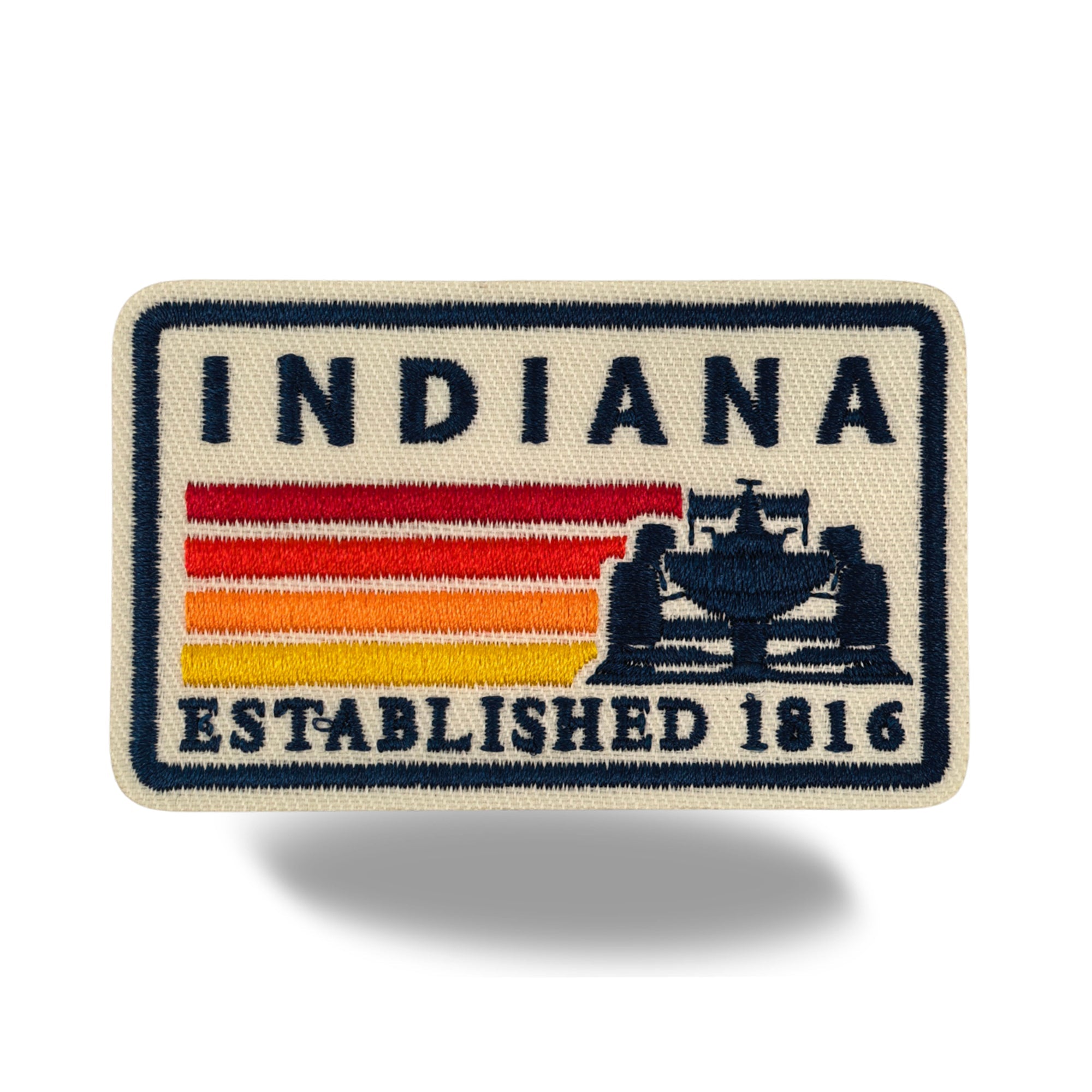 Indiana Racing Car Embroidered Iron-On Patch ¨C Vintage State Souvenir Travel Patch