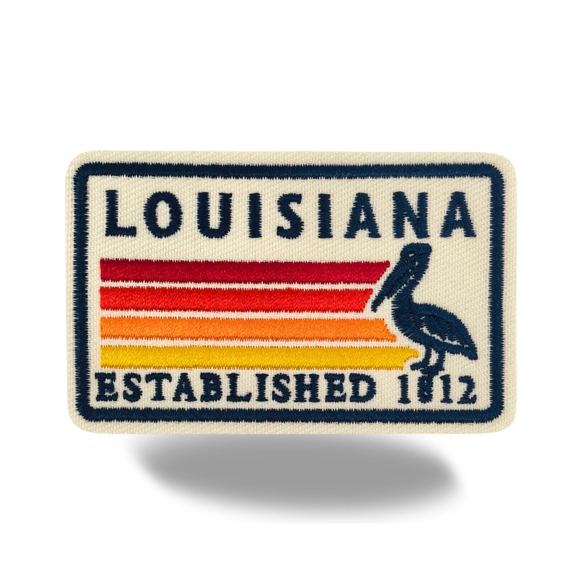 Louisiana Pelican Embroidered Iron-On Patch ¨C Vintage State Souvenir Travel Patch