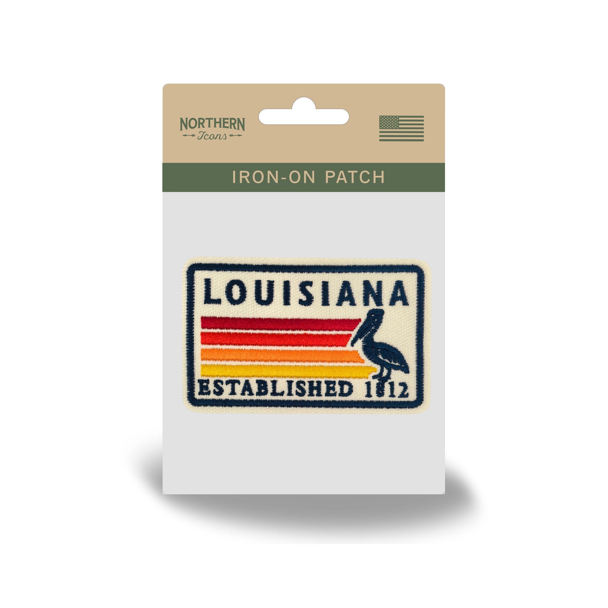 Louisiana Pelican Embroidered Iron-On Patch ¨C Vintage State Souvenir Travel Patch