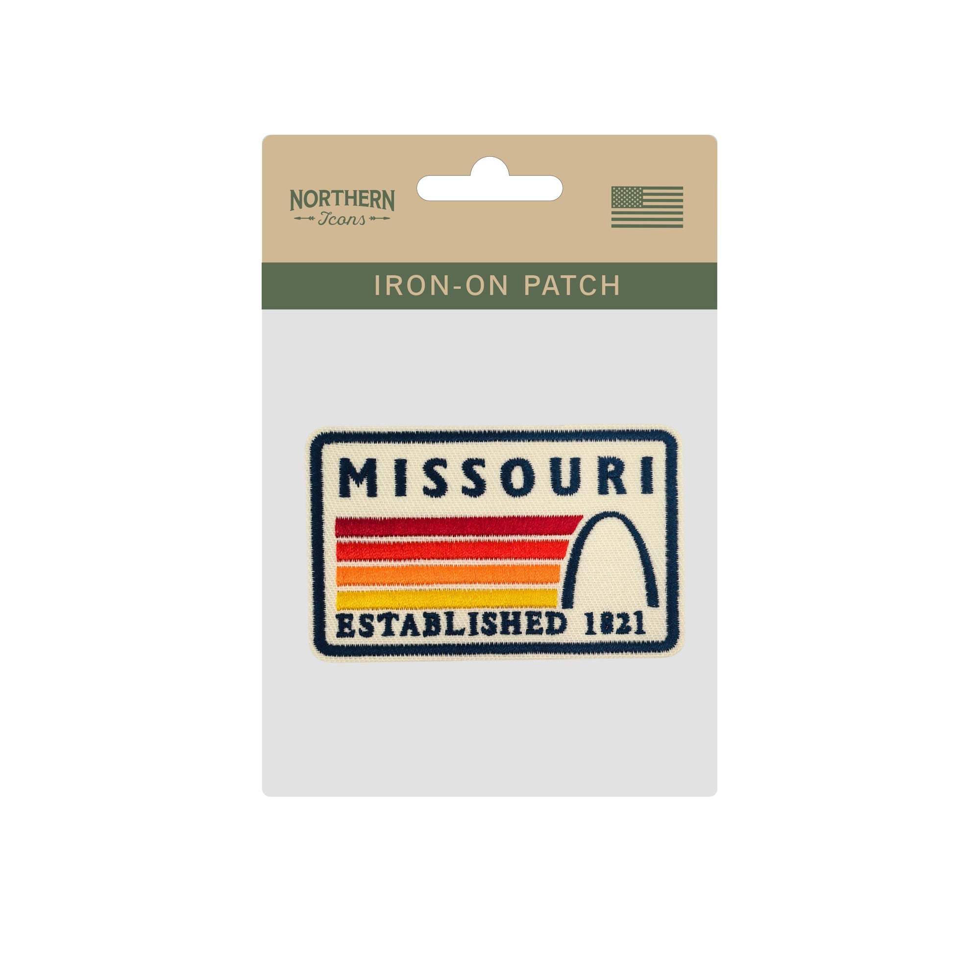Missouri Gateway Arch Embroidered Iron-On Patch ¨C Vintage State Souvenir Travel Patch