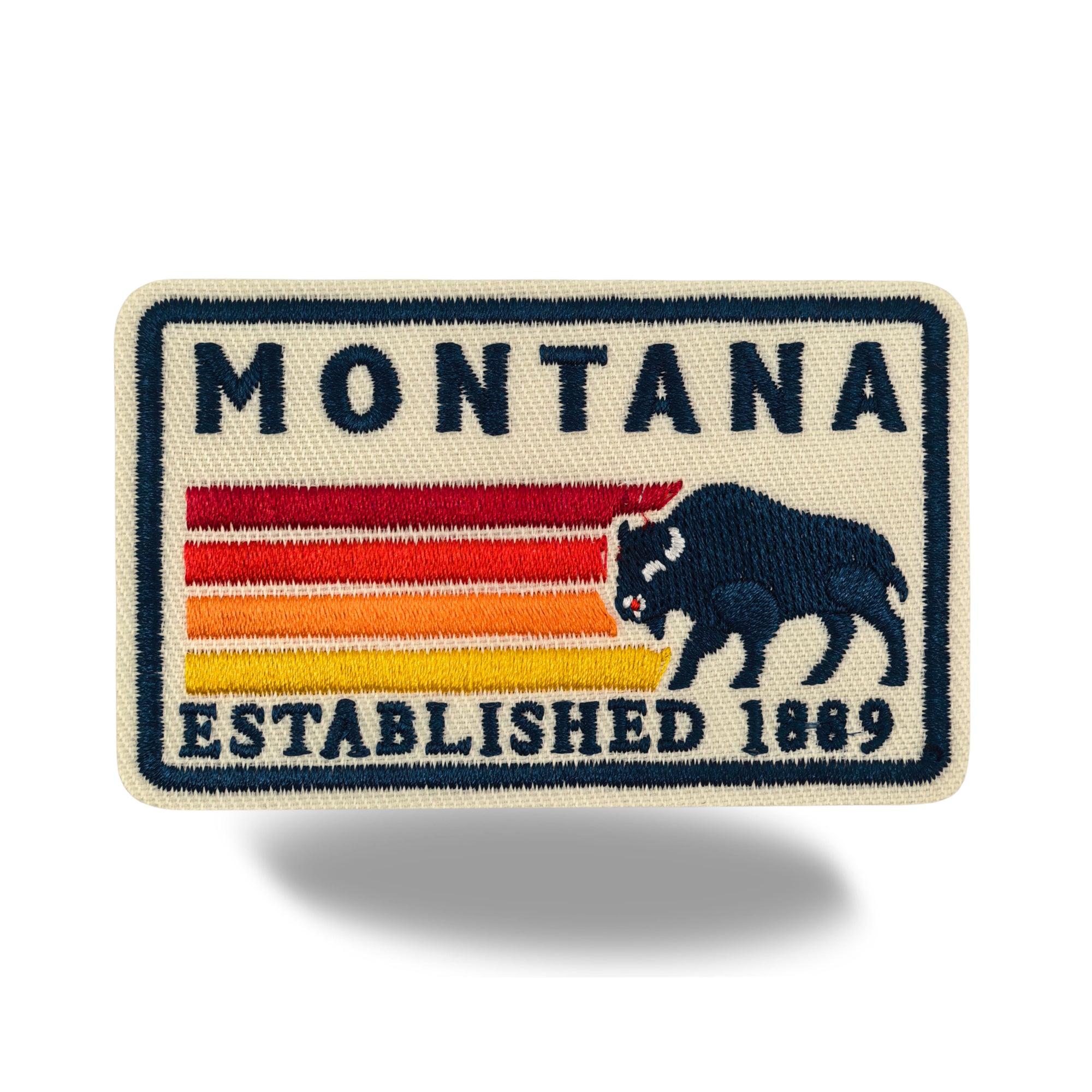 Montana Bison Heritage Embroidered Iron-On Patch | Vintage Western Travel Souvenir Applique for Jackets, Hats & Backpacks