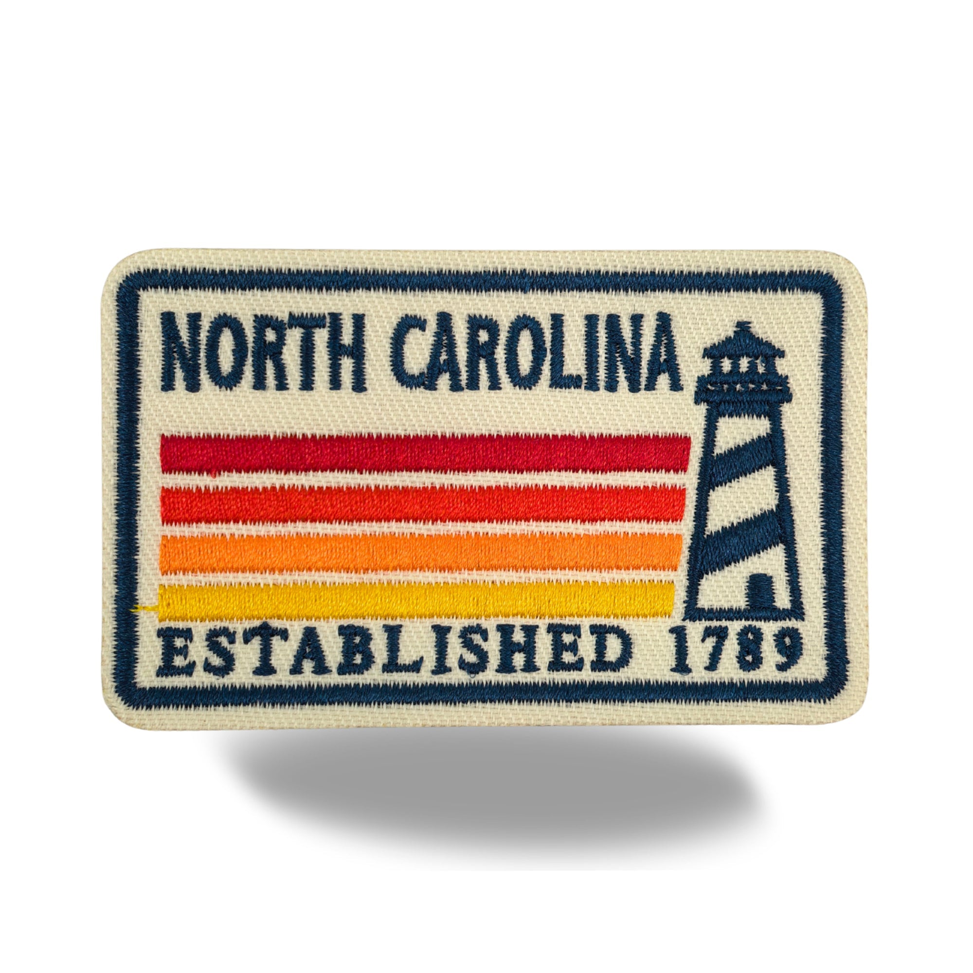 North Carolina Lighthouse Embroidered Iron-On Patch ¨C Vintage State Souvenir Travel Patch