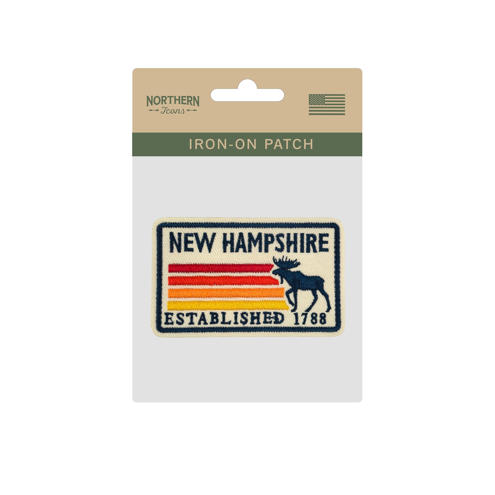 New Hampshire Moose Embroidered Iron-On Patch ¨C Vintage State Souvenir Patch