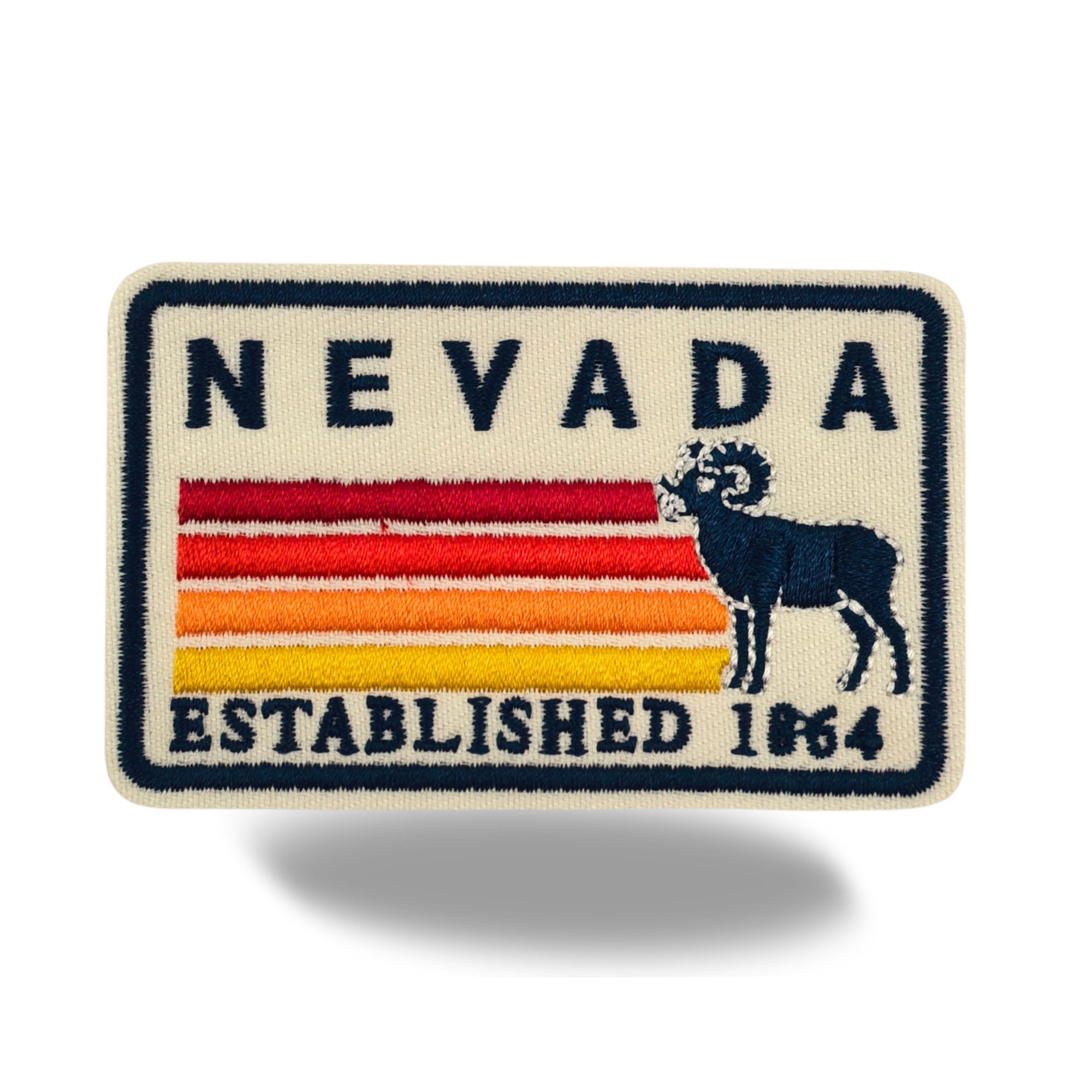 Nevada Bighorn Sheep Embroidered Iron-On Patch ¨C Vintage State Souvenir Travel Patch