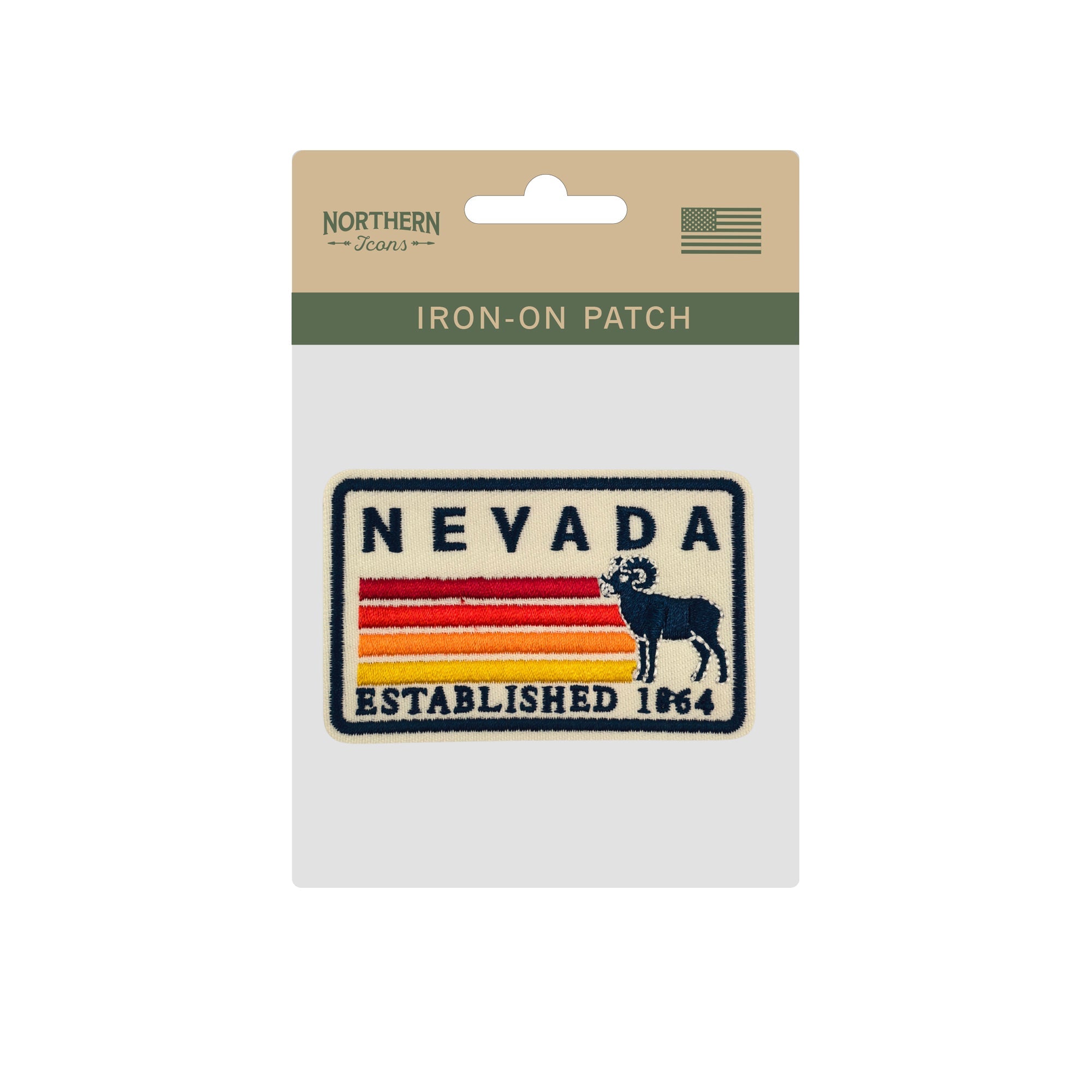 Nevada Bighorn Sheep Embroidered Iron-On Patch ¨C Vintage State Souvenir Travel Patch