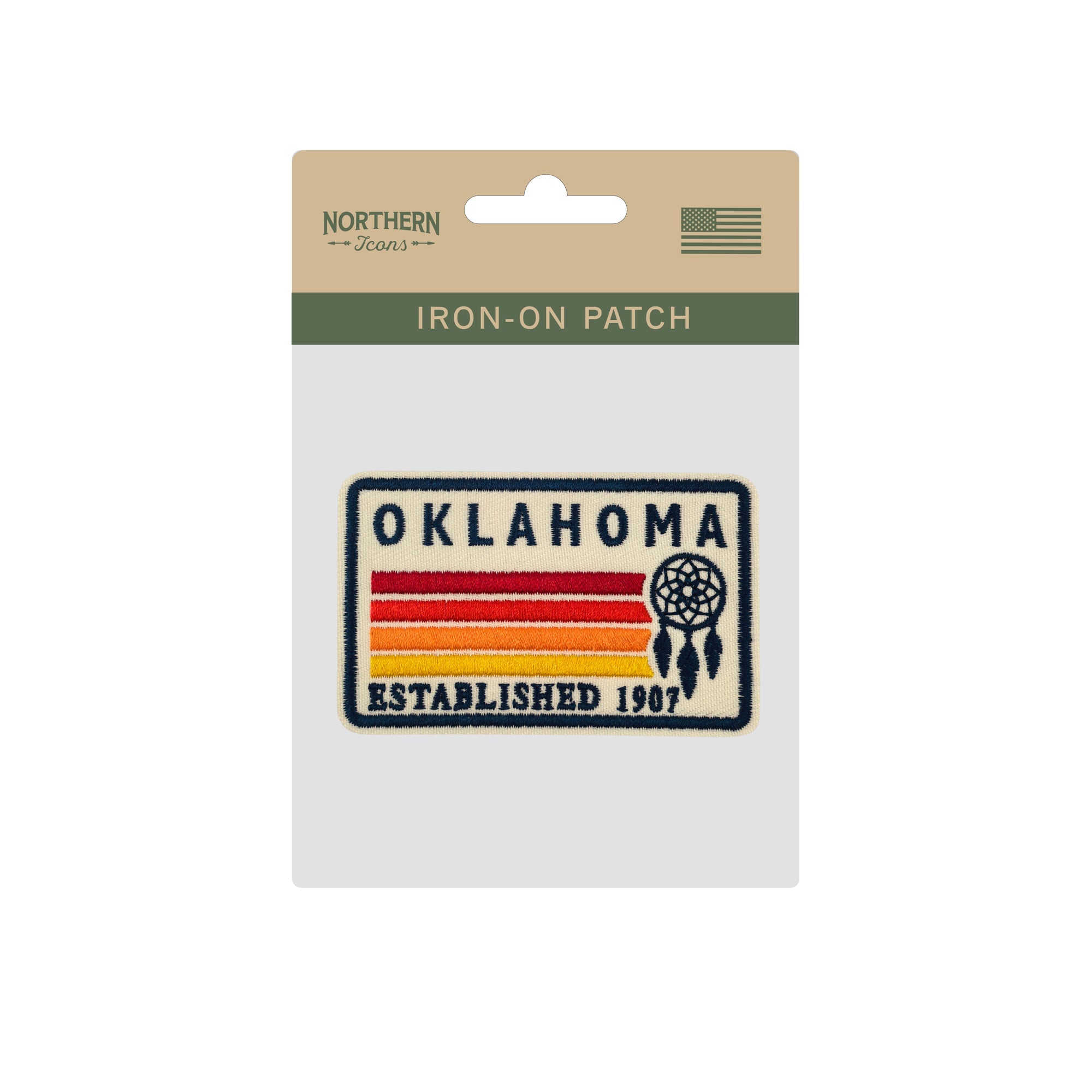 Oklahoma Dreamcatcher Embroidered Iron-On Patch ¨C Vintage State Souvenir Patch