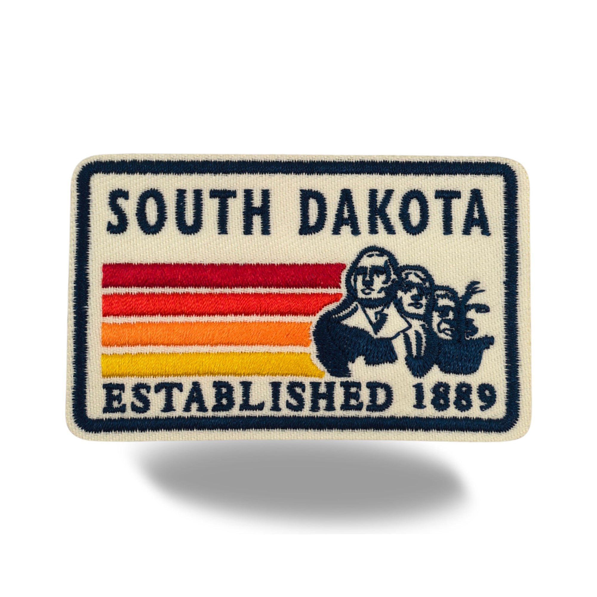 South Dakota Mount Rushmore Embroidered Iron-On Patch ¨C Vintage State Souvenir Travel Patch