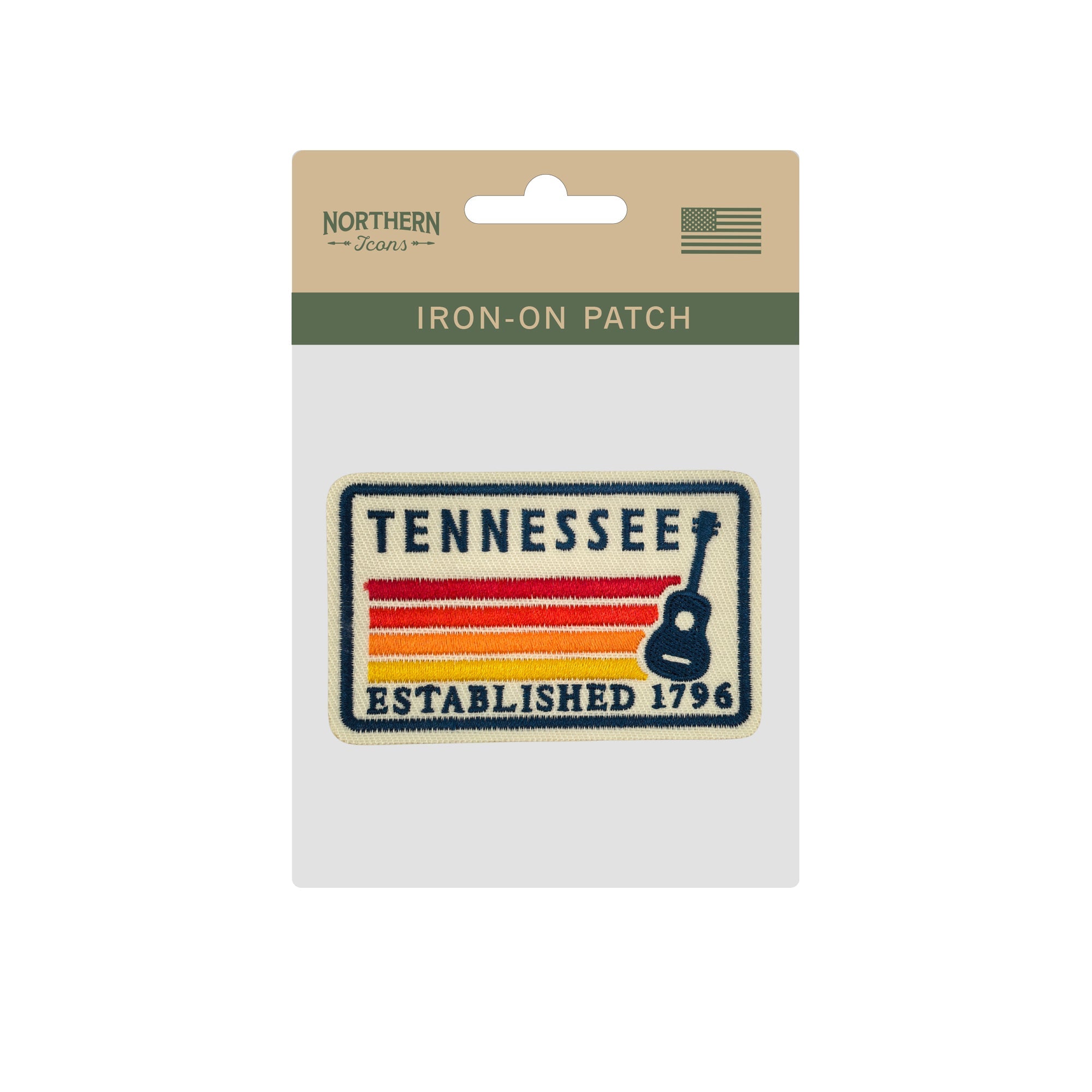 Tennessee Guitar Embroidered Iron-On Patch ¨C Vintage State Souvenir Travel Patch