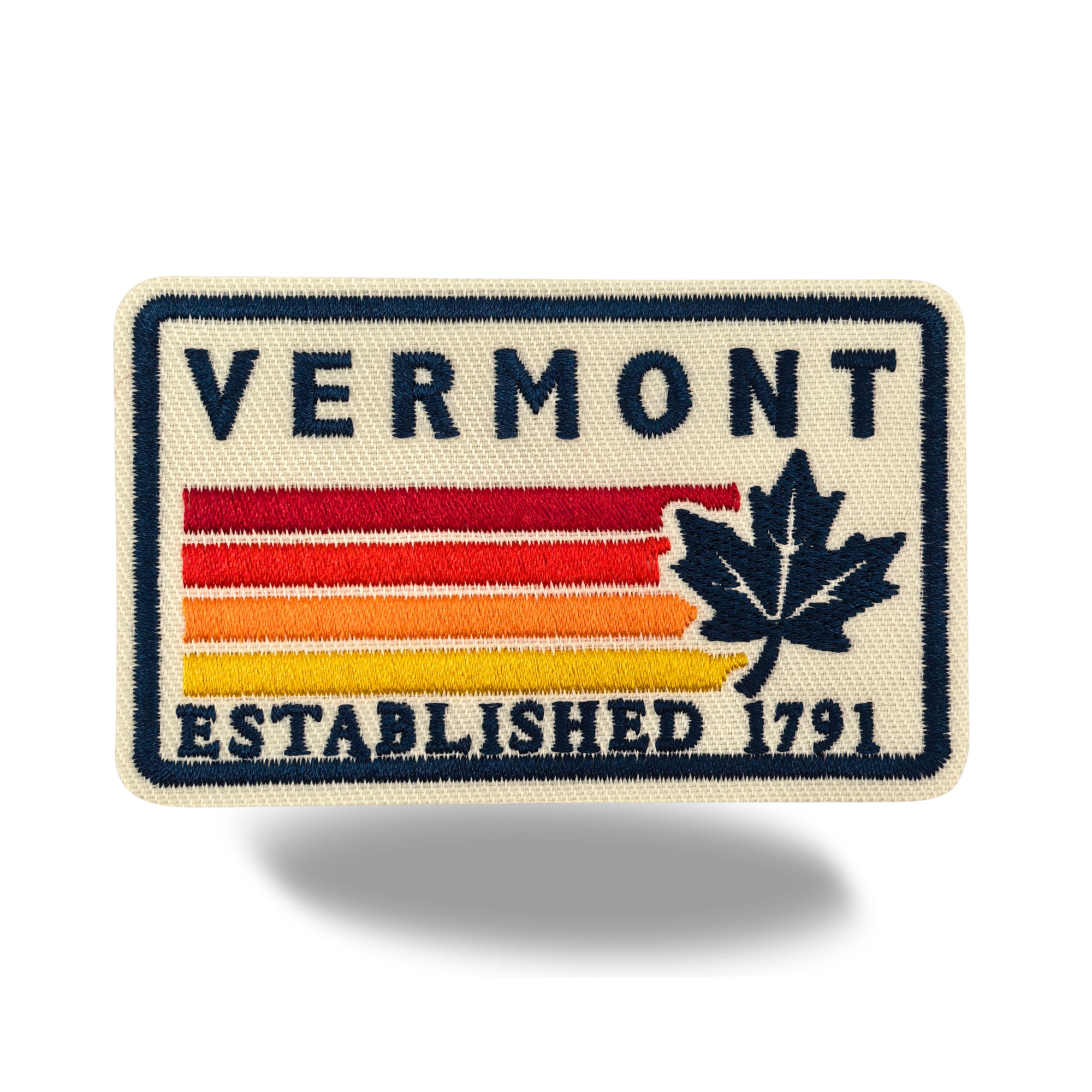 Vermont Maple Leaf Heritage Embroidered Iron-On Patch | Vintage State Travel Souvenir Applique for Jackets, Hats & Backpacks