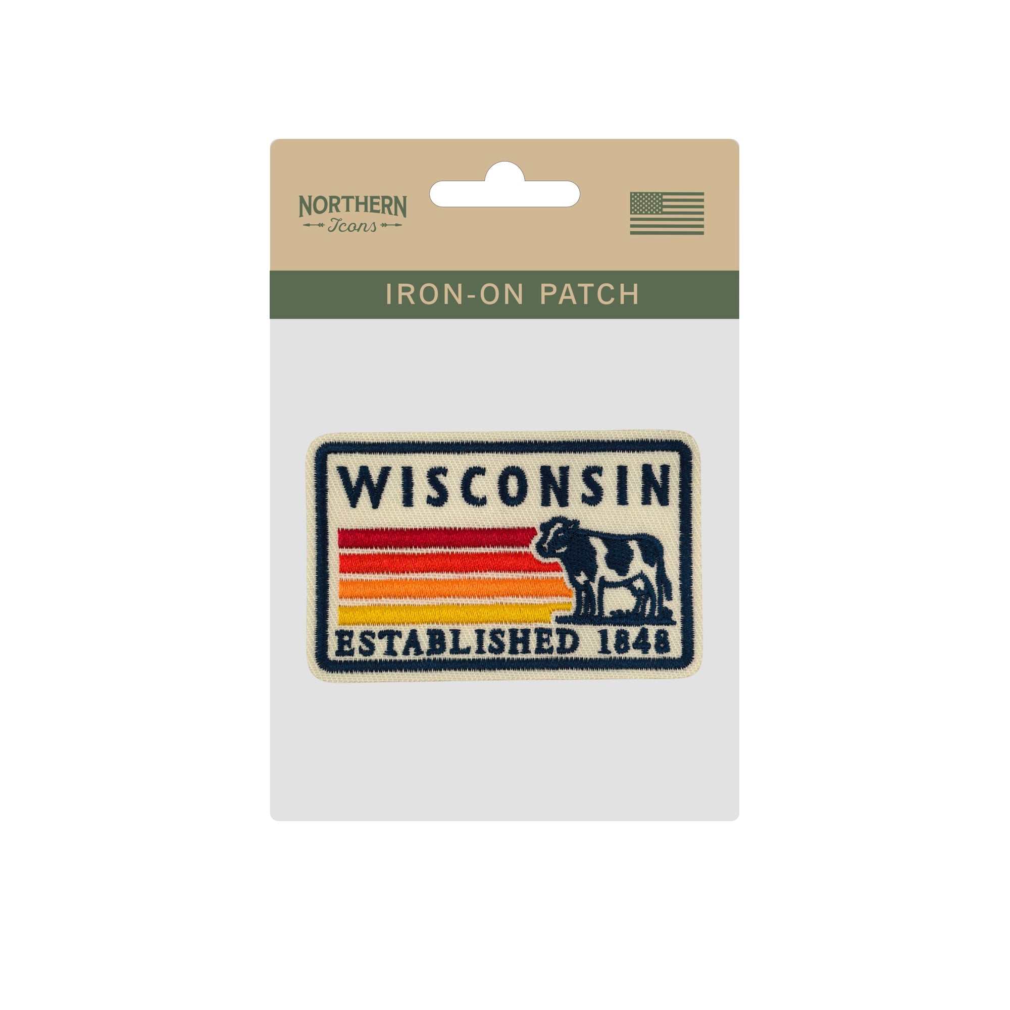 Wisconsin Dairy Cow Embroidered Iron-On Patch ¨C Vintage State Souvenir Travel Patch