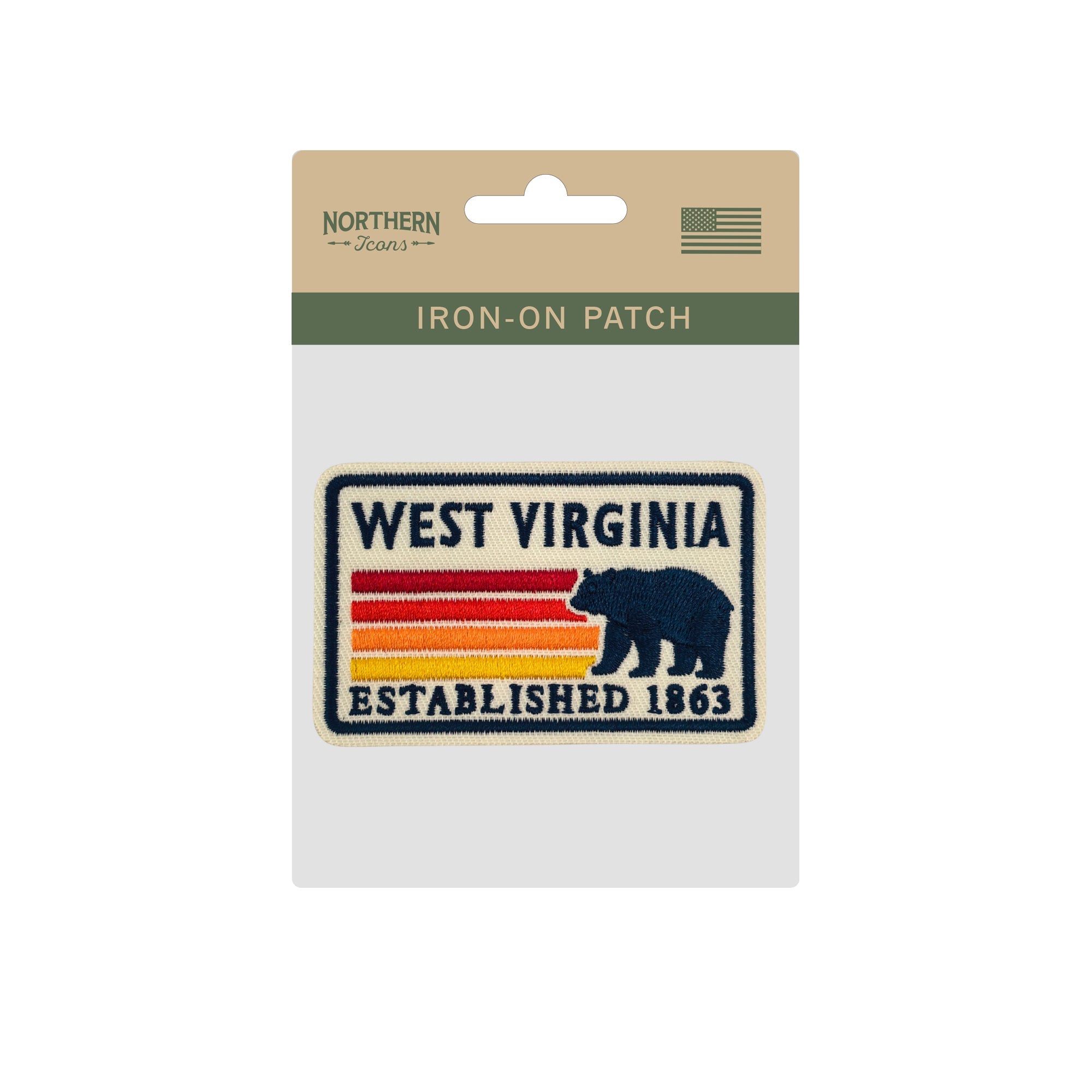 West Virginia Black Bear Embroidered Iron-On Patch ¨C Vintage State Souvenir Patch