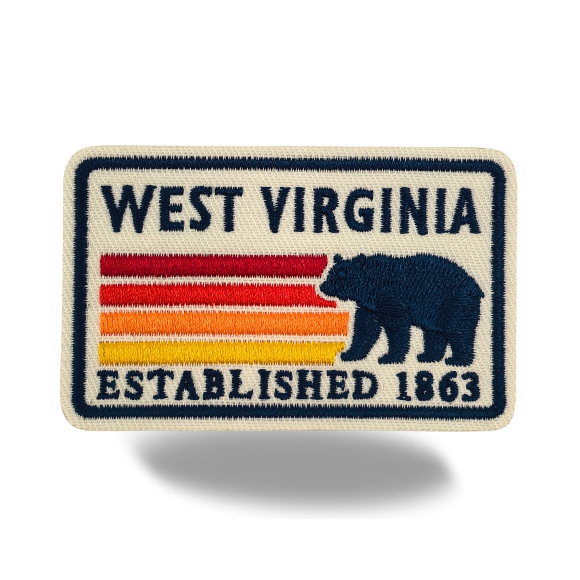 West Virginia Black Bear Embroidered Iron-On Patch ¨C Vintage State Souvenir Patch