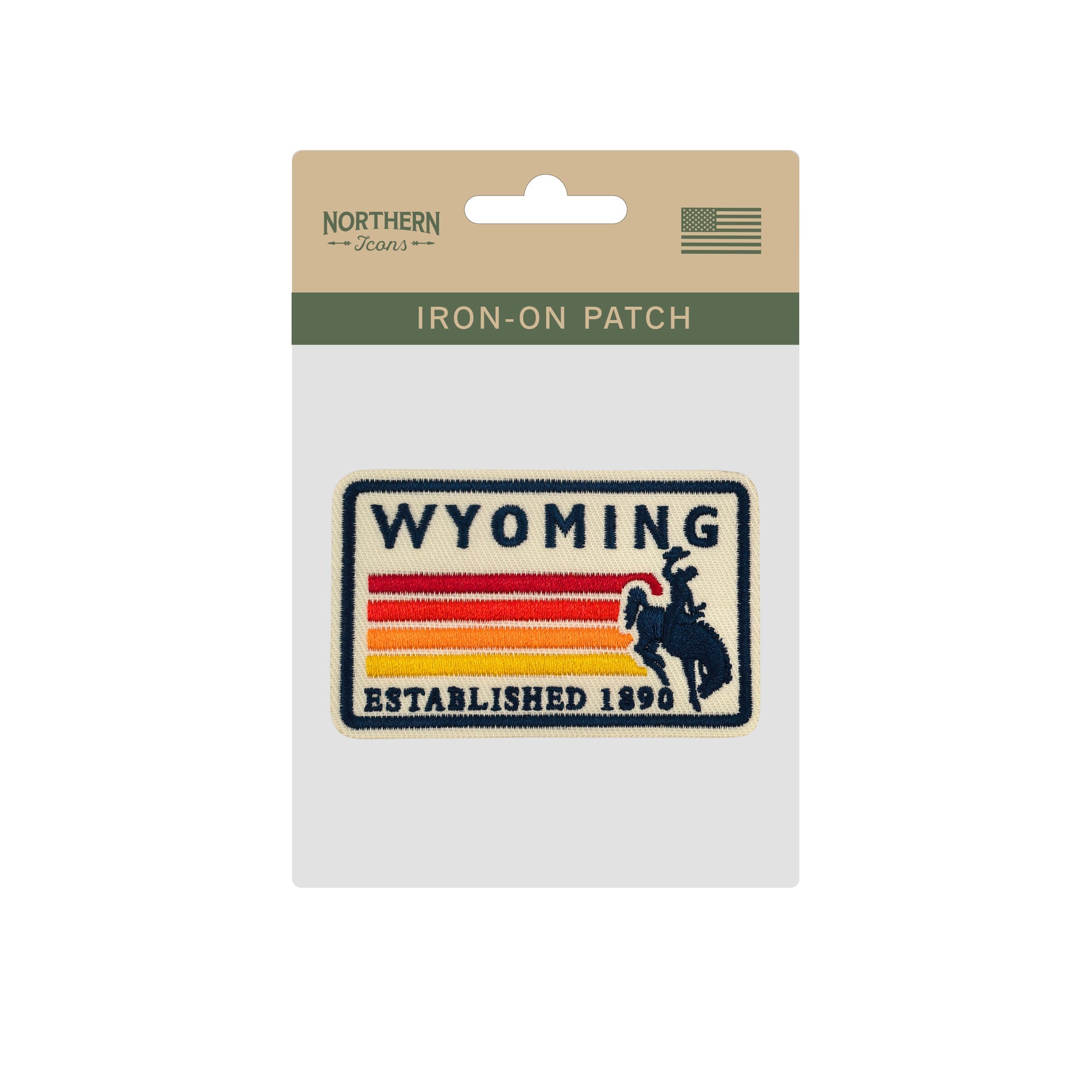 Wyoming Cowboy Bucking Horse Embroidered Iron-On Patch ¨C Vintage State Souvenir Travel Patch