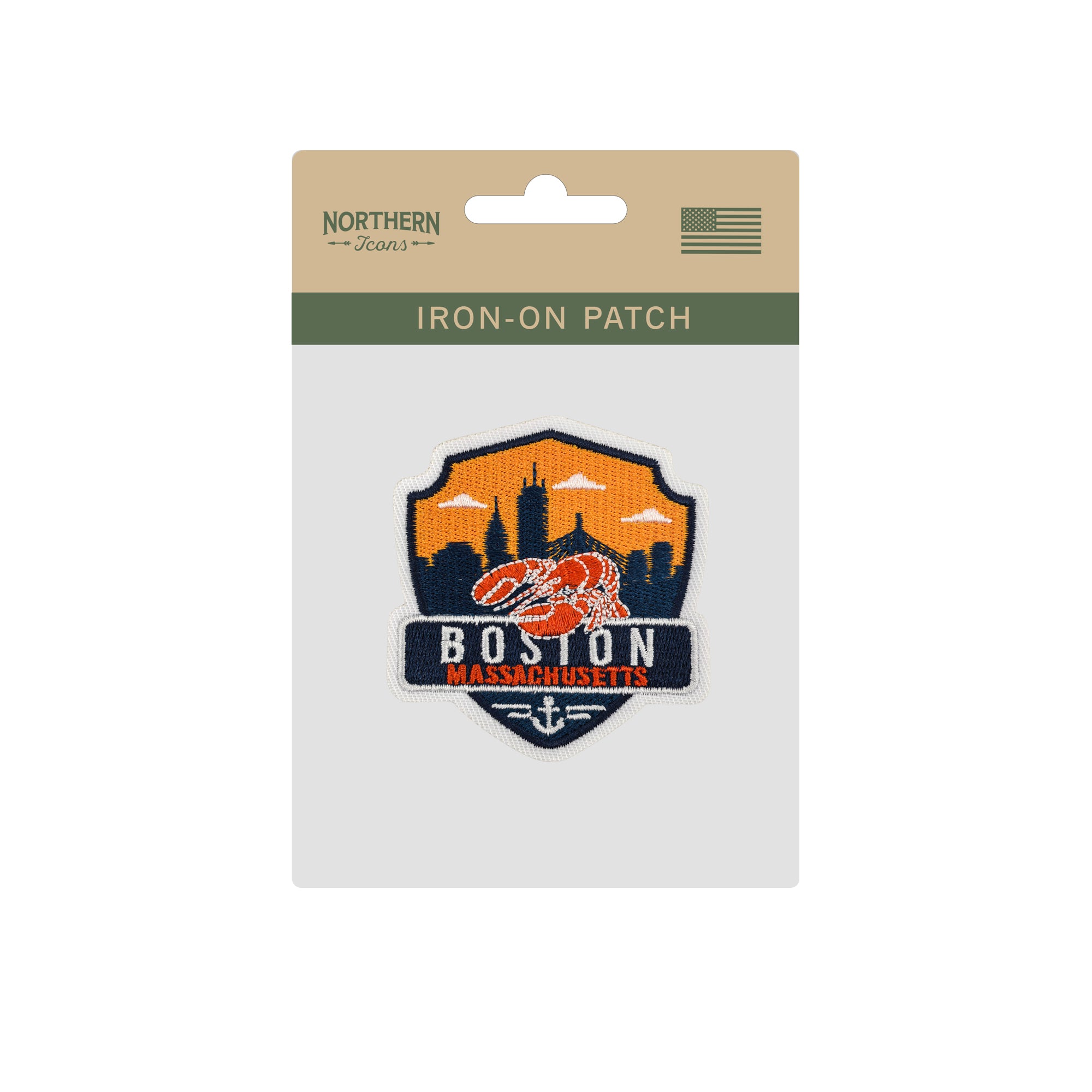 Boston Massachusetts Iron-on Embroidered Patch | New England Travel Souvenir Patch for Hats, Jackets & Backpacks
